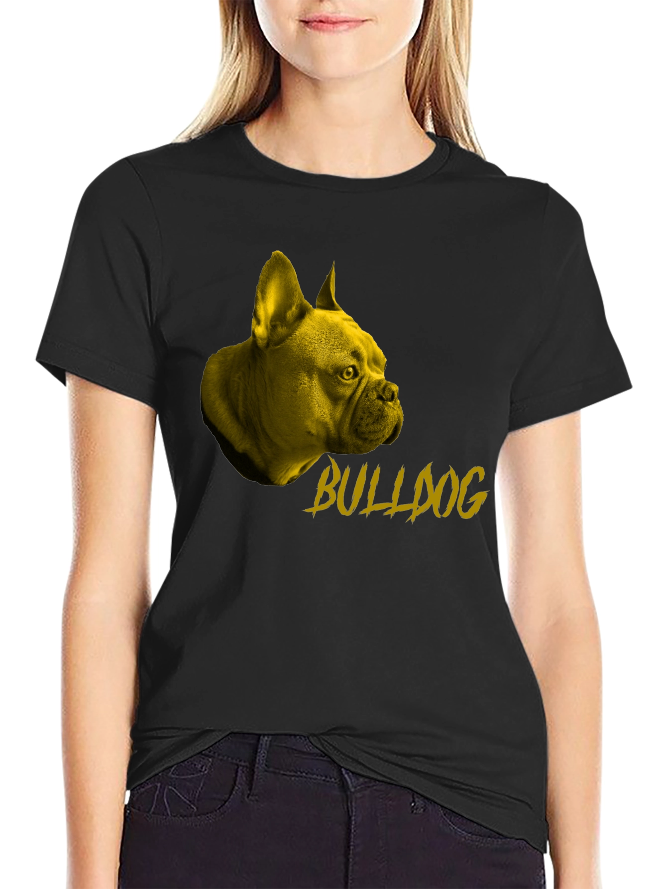 Bulldog Graphic Tee - Stylish Black Cotton T-Shirt