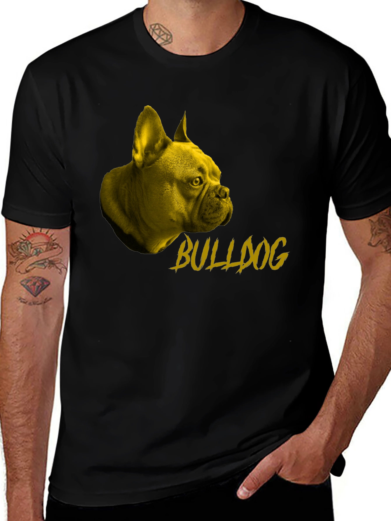 Bulldog Graphic Tee - Stylish Black Cotton T-Shirt