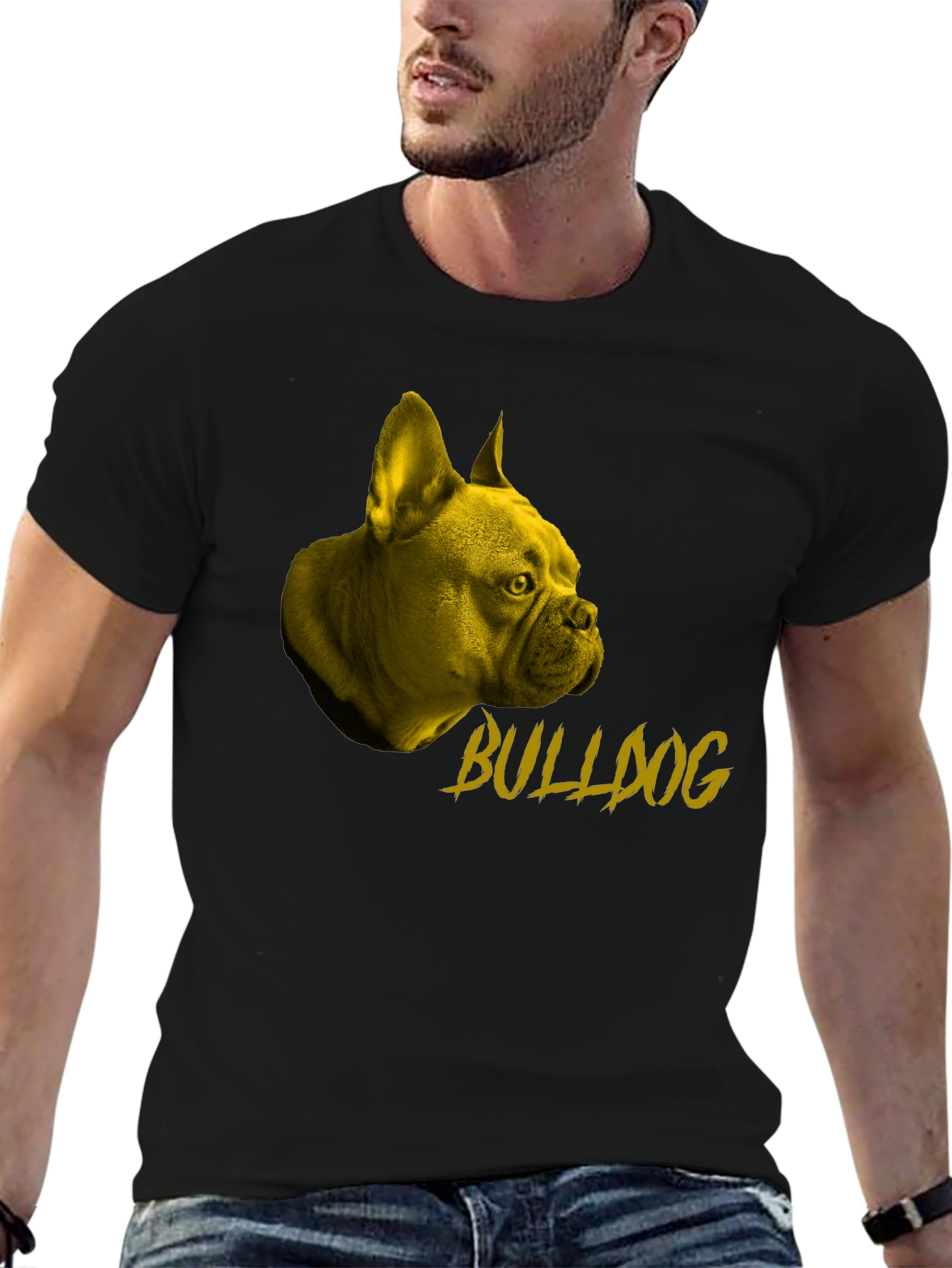 Bulldog Graphic Tee - Stylish Black Cotton T-Shirt