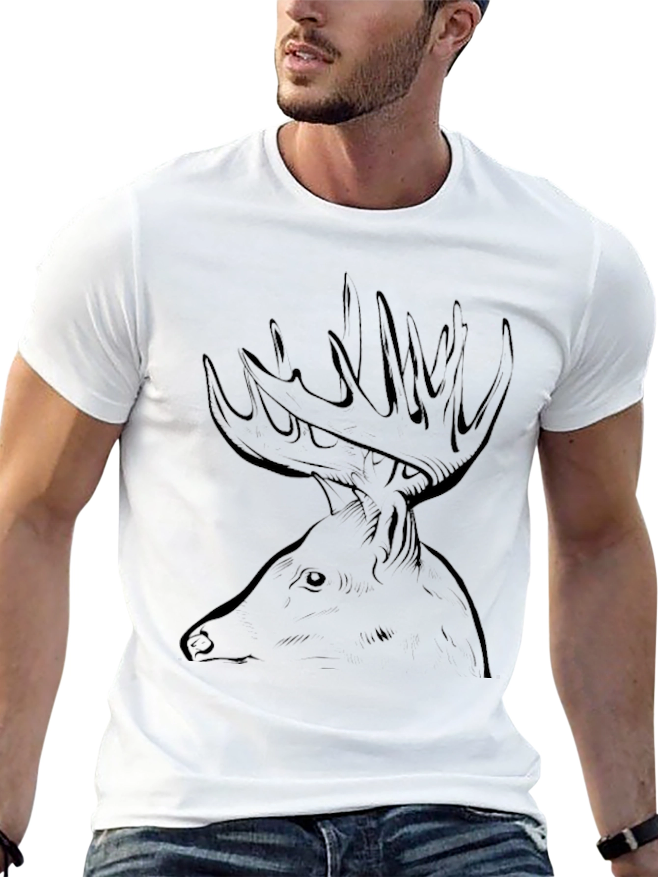 Deer Graphic Black T-Shirt - Mens Casual Tee