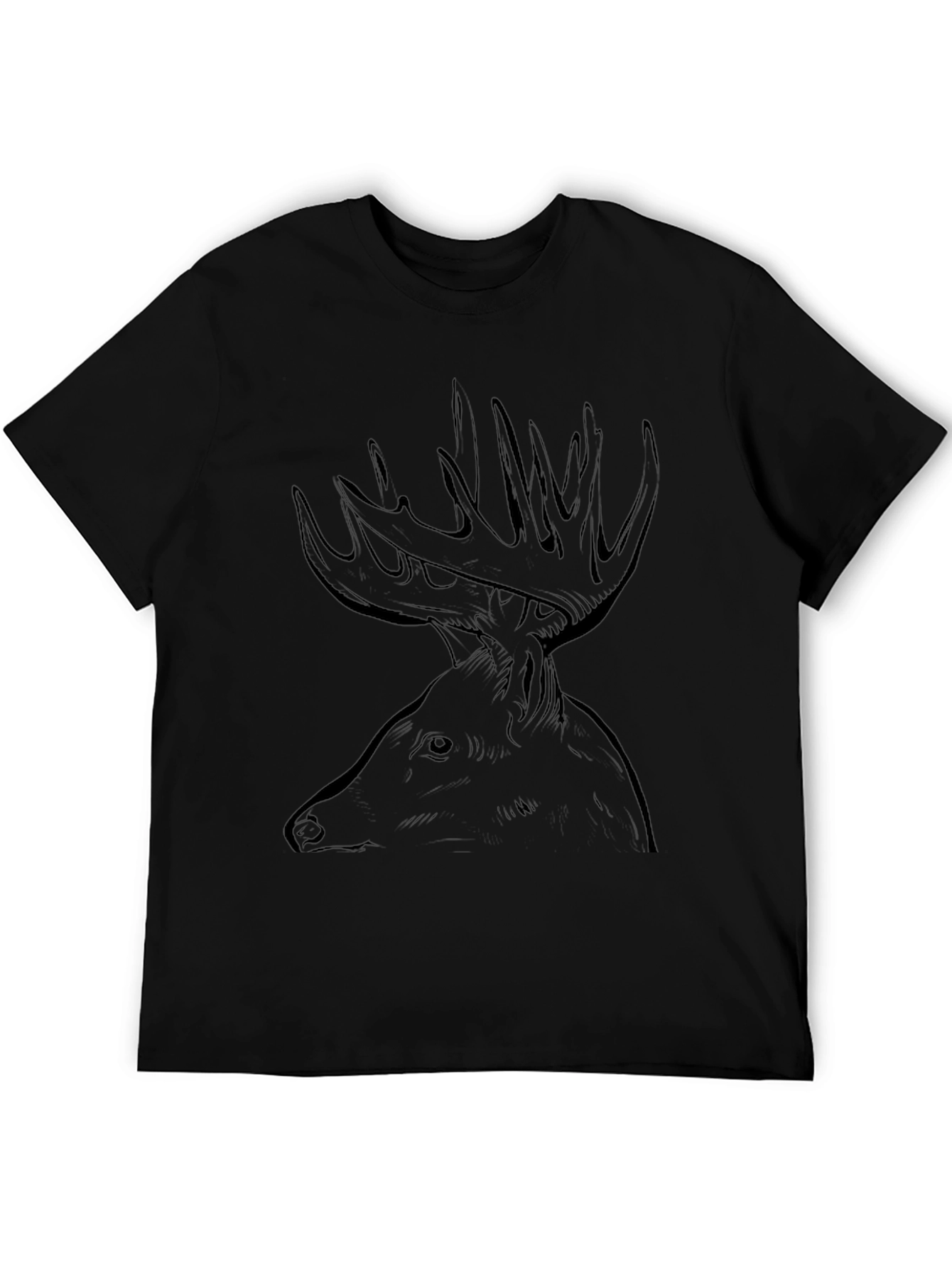 Deer Graphic Black T-Shirt - Mens Casual Tee