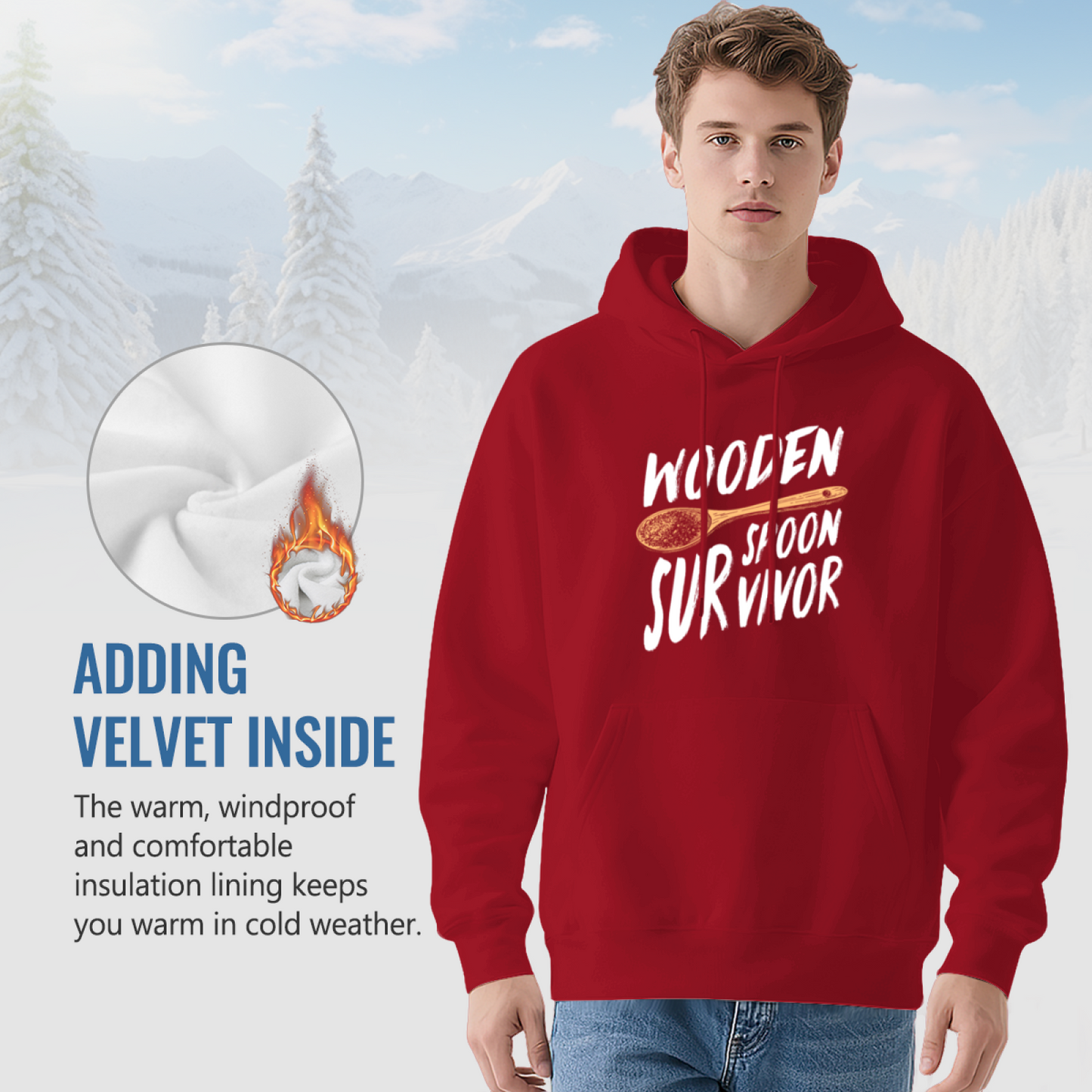 Wooden Spoon Survivor Red Hoodie, Unisex Funny Comfort Pullover