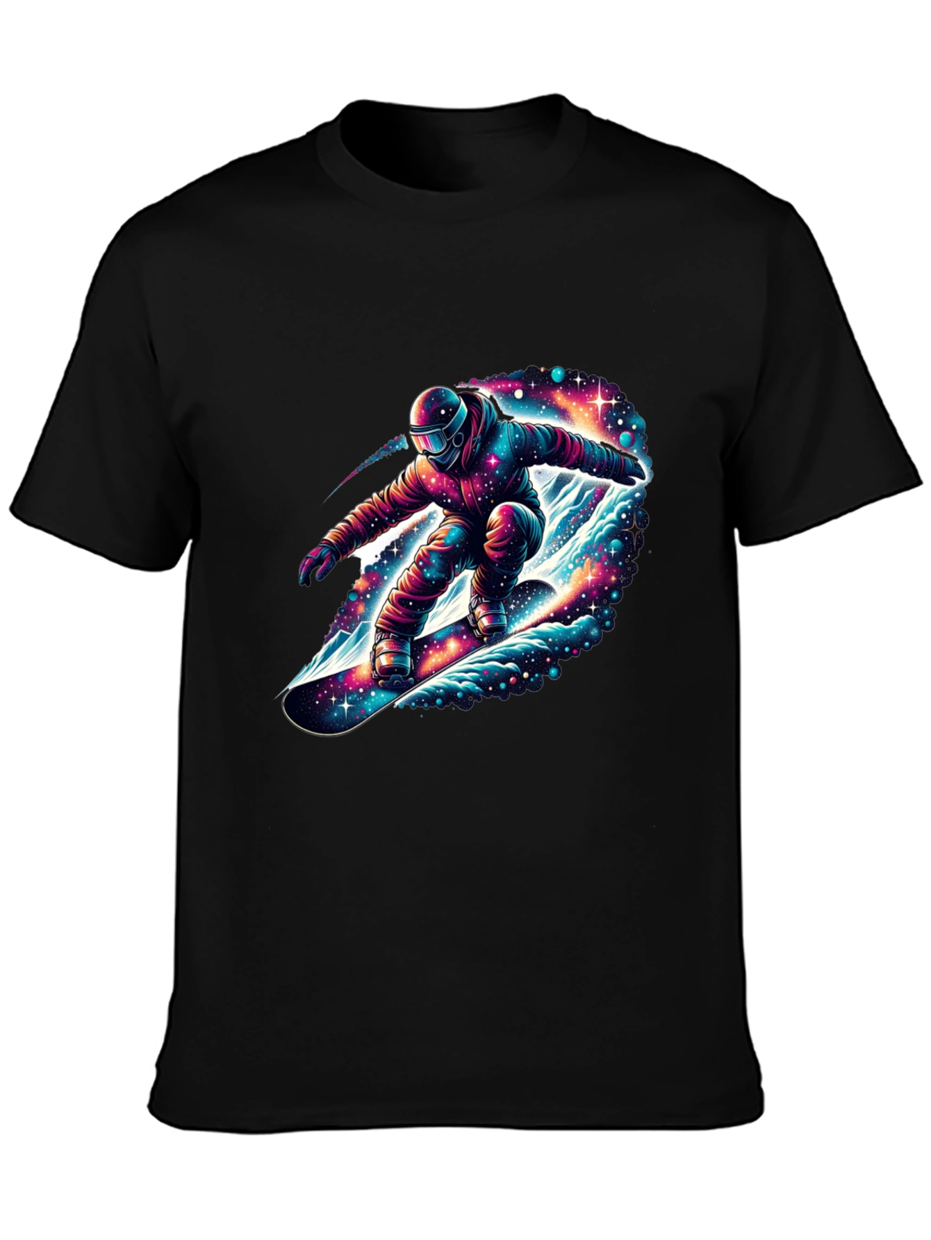 Cosmic Snowboarder Black T-Shirt
