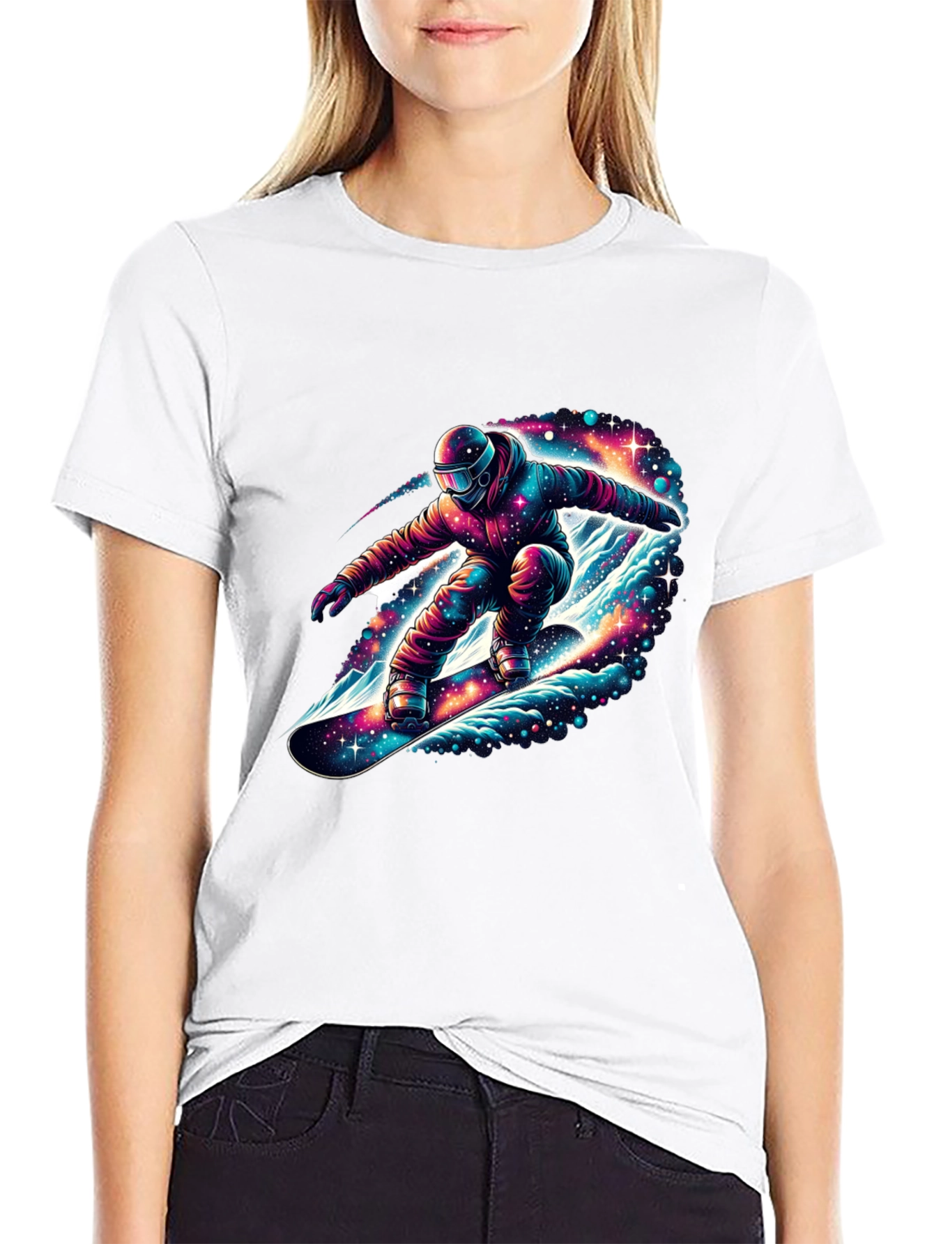 Cosmic Snowboarder Black T-Shirt
