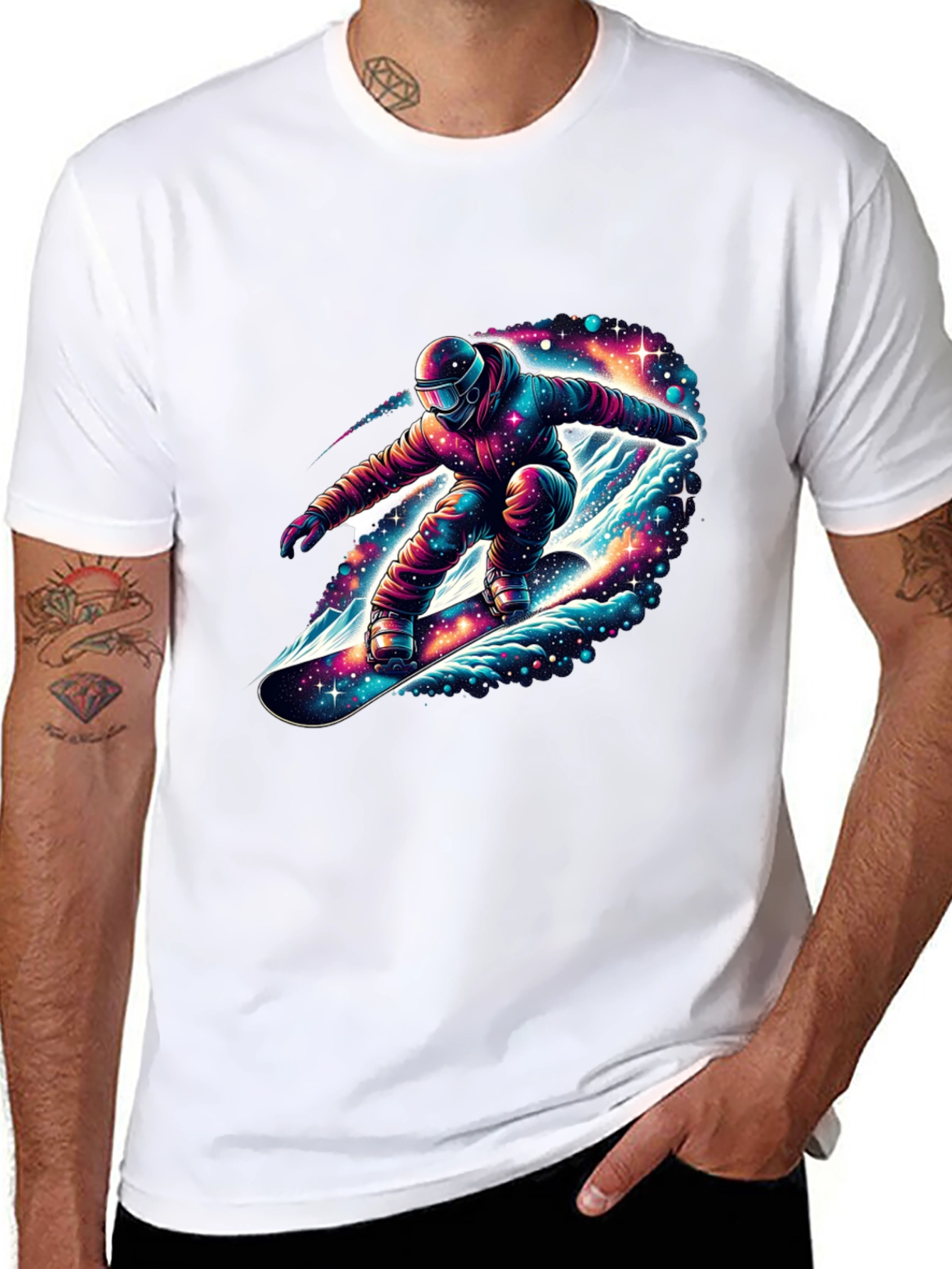 Cosmic Snowboarder Black T-Shirt