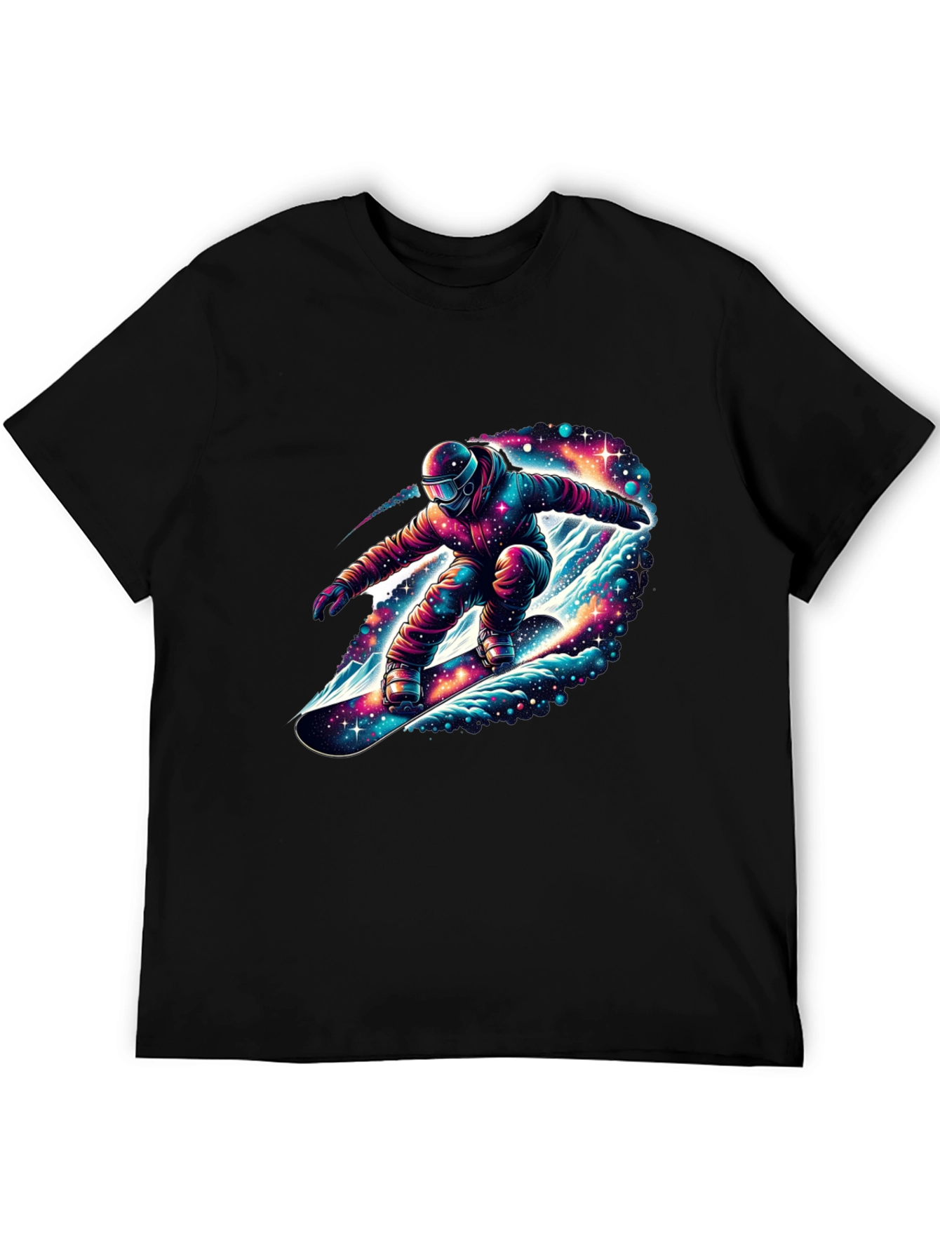 Cosmic Snowboarder Black T-Shirt