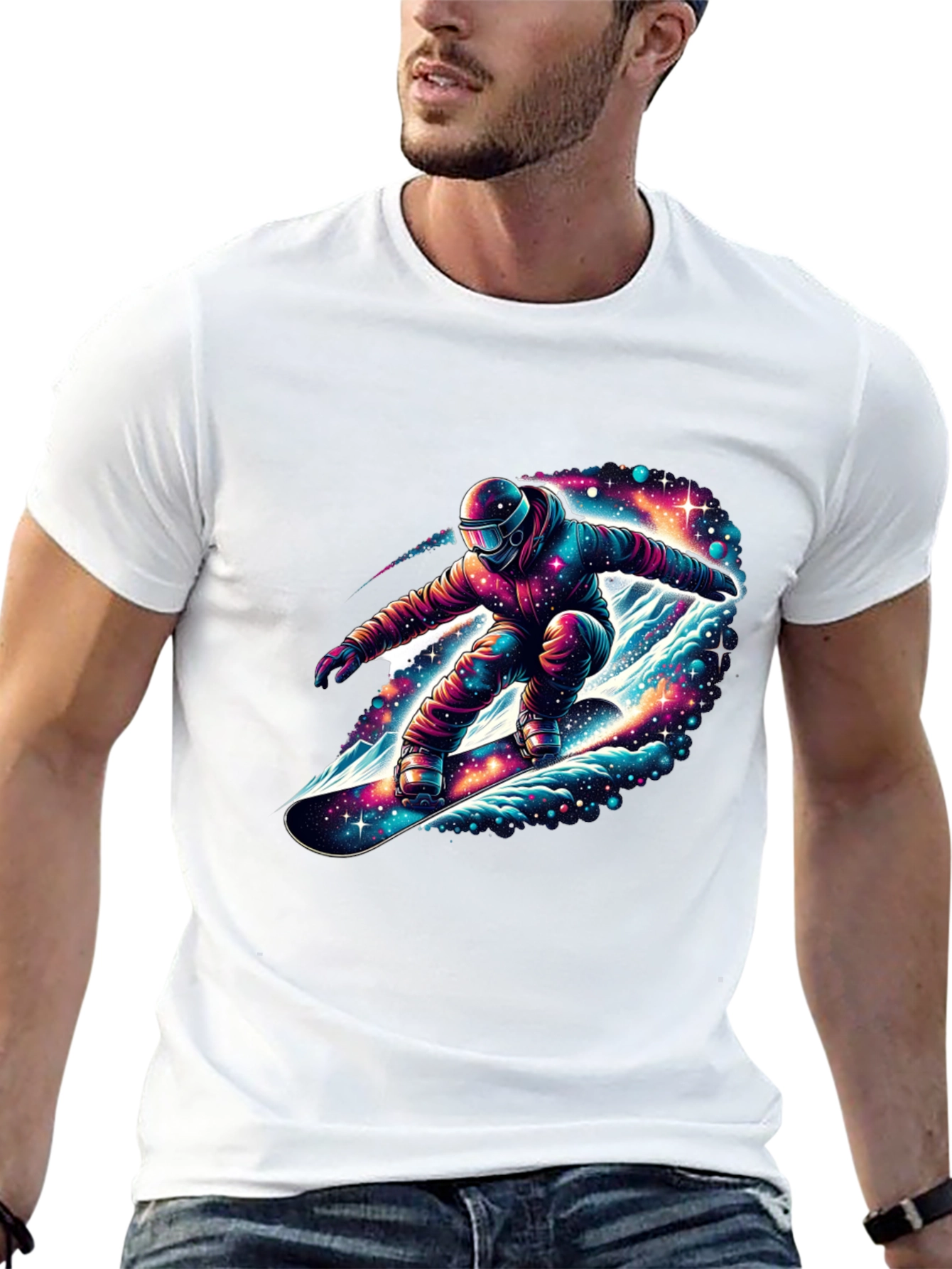Cosmic Snowboarder Black T-Shirt