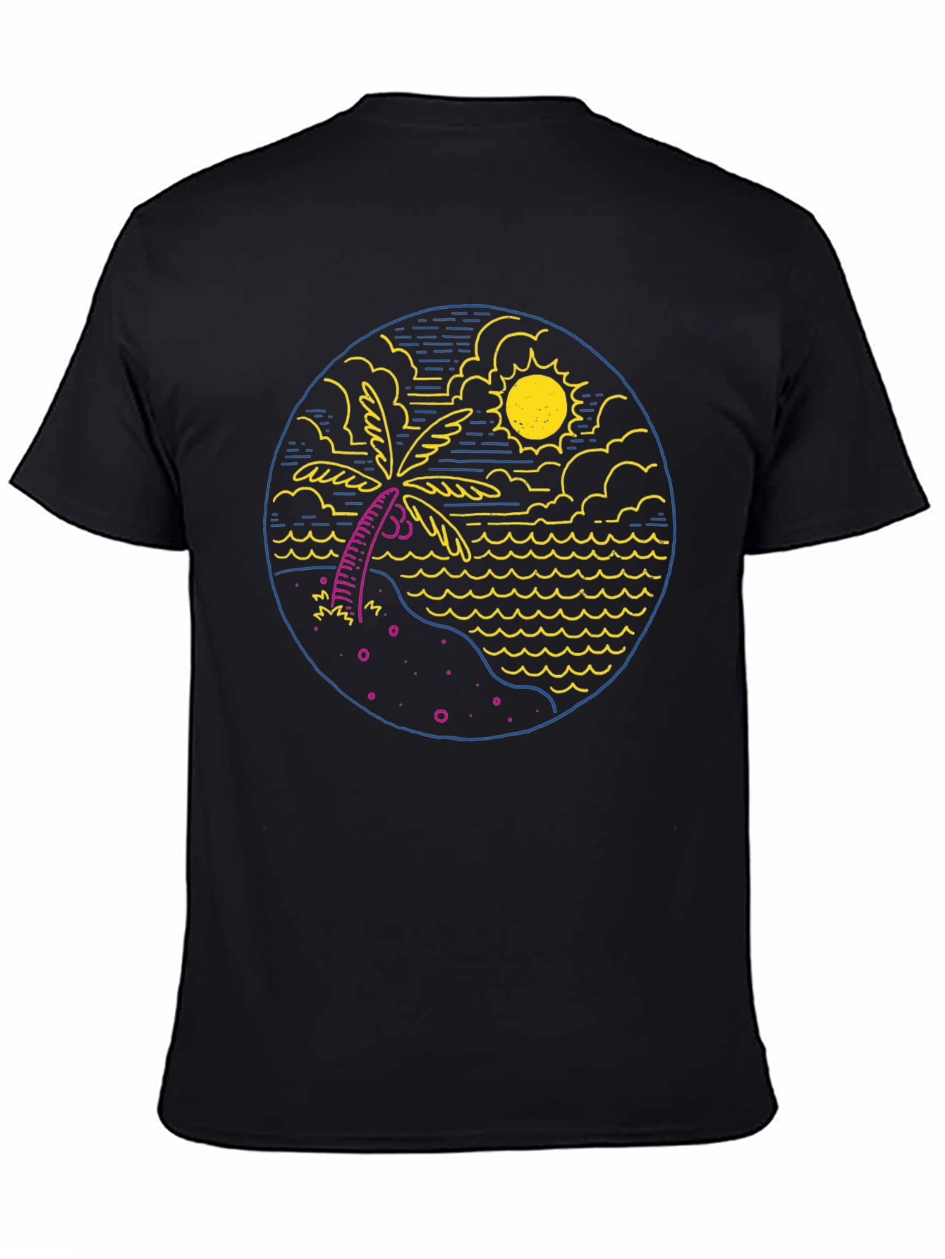Tropical Beach T-Shirt: Palm Tree & Ocean Design