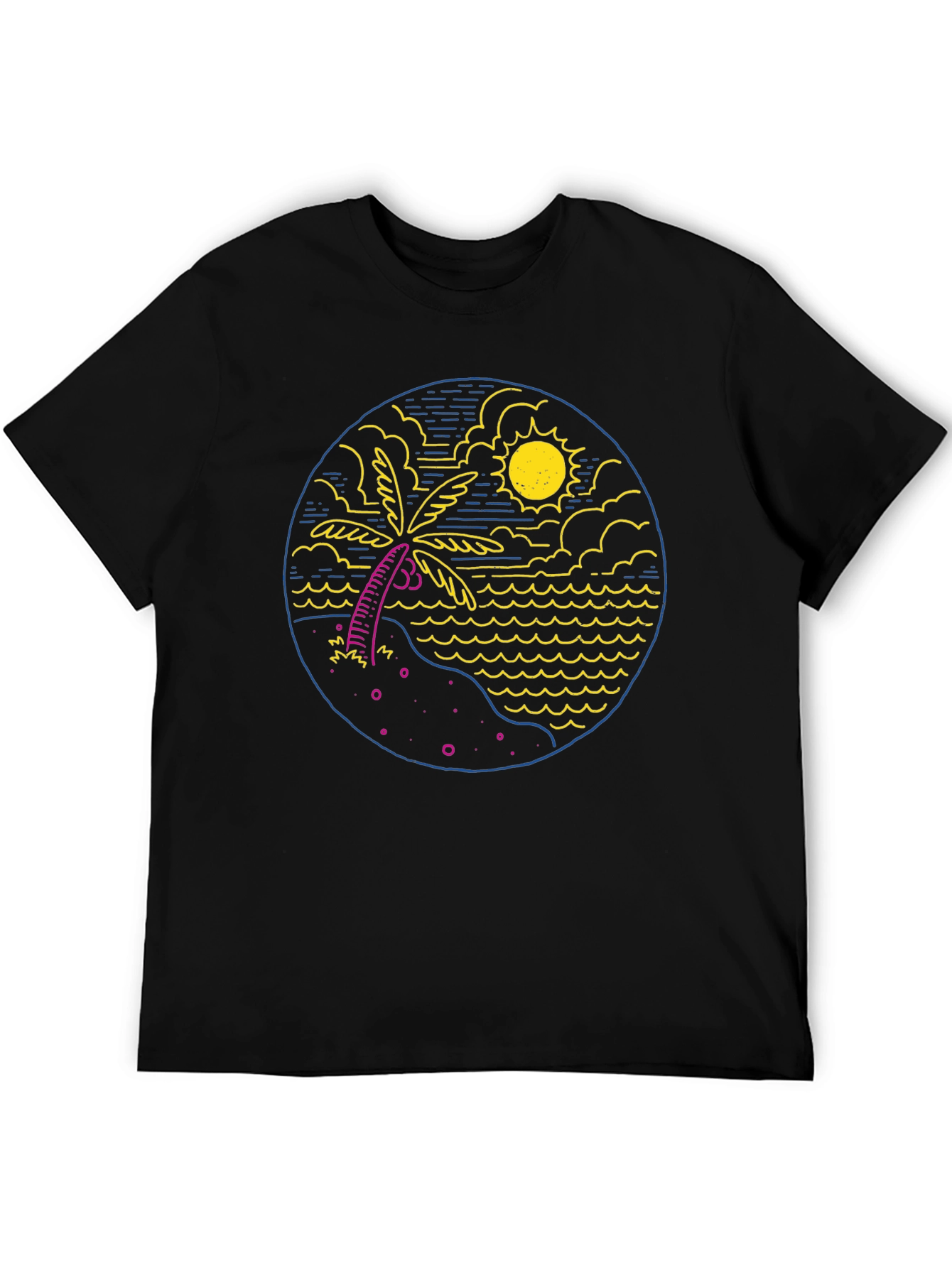 Tropical Beach T-Shirt: Palm Tree & Ocean Design