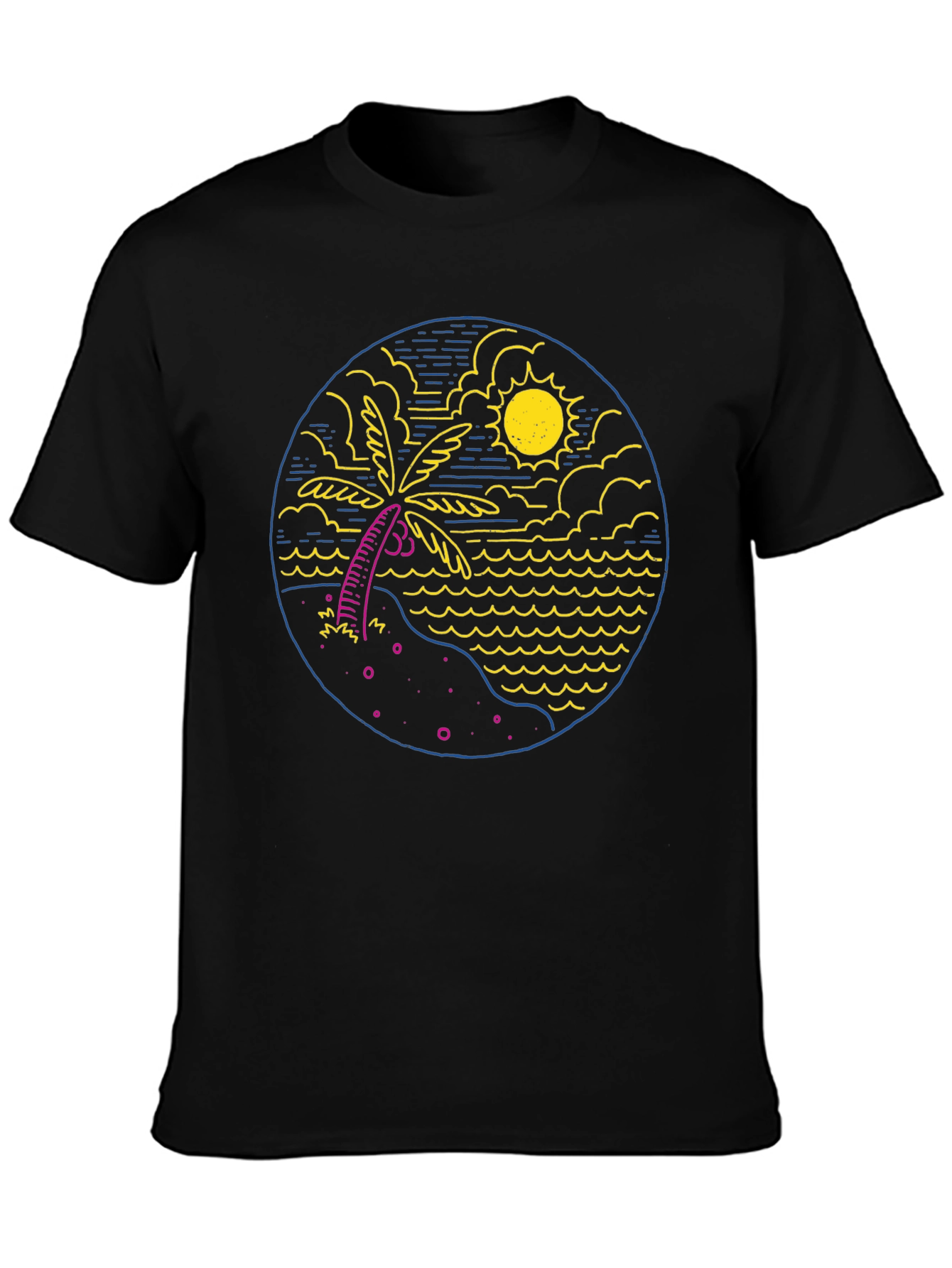 Tropical Beach T-Shirt: Palm Tree & Ocean Design