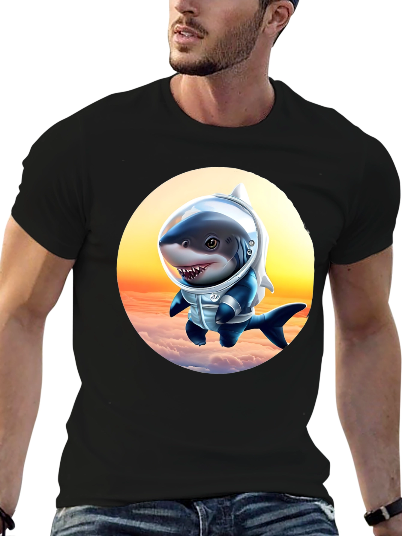 Shark Astronaut Graphic Tee - Space Adventure