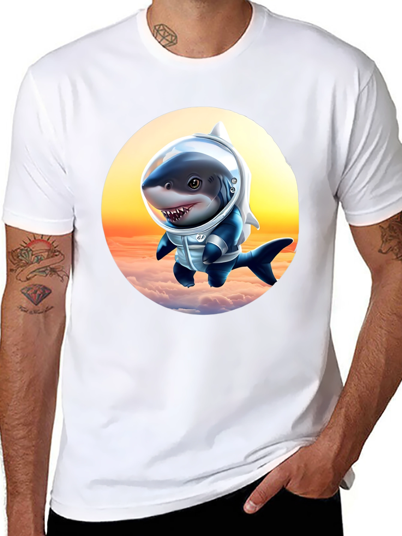 Shark Astronaut Graphic Tee - Space Adventure