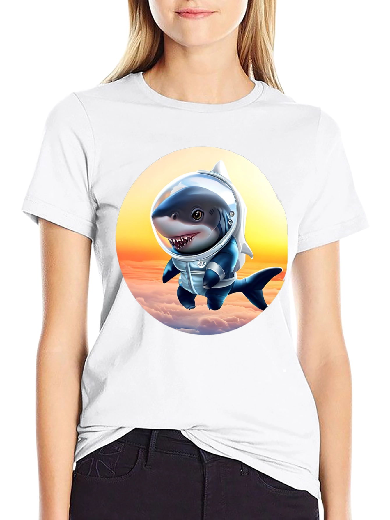 Shark Astronaut Graphic Tee - Space Adventure