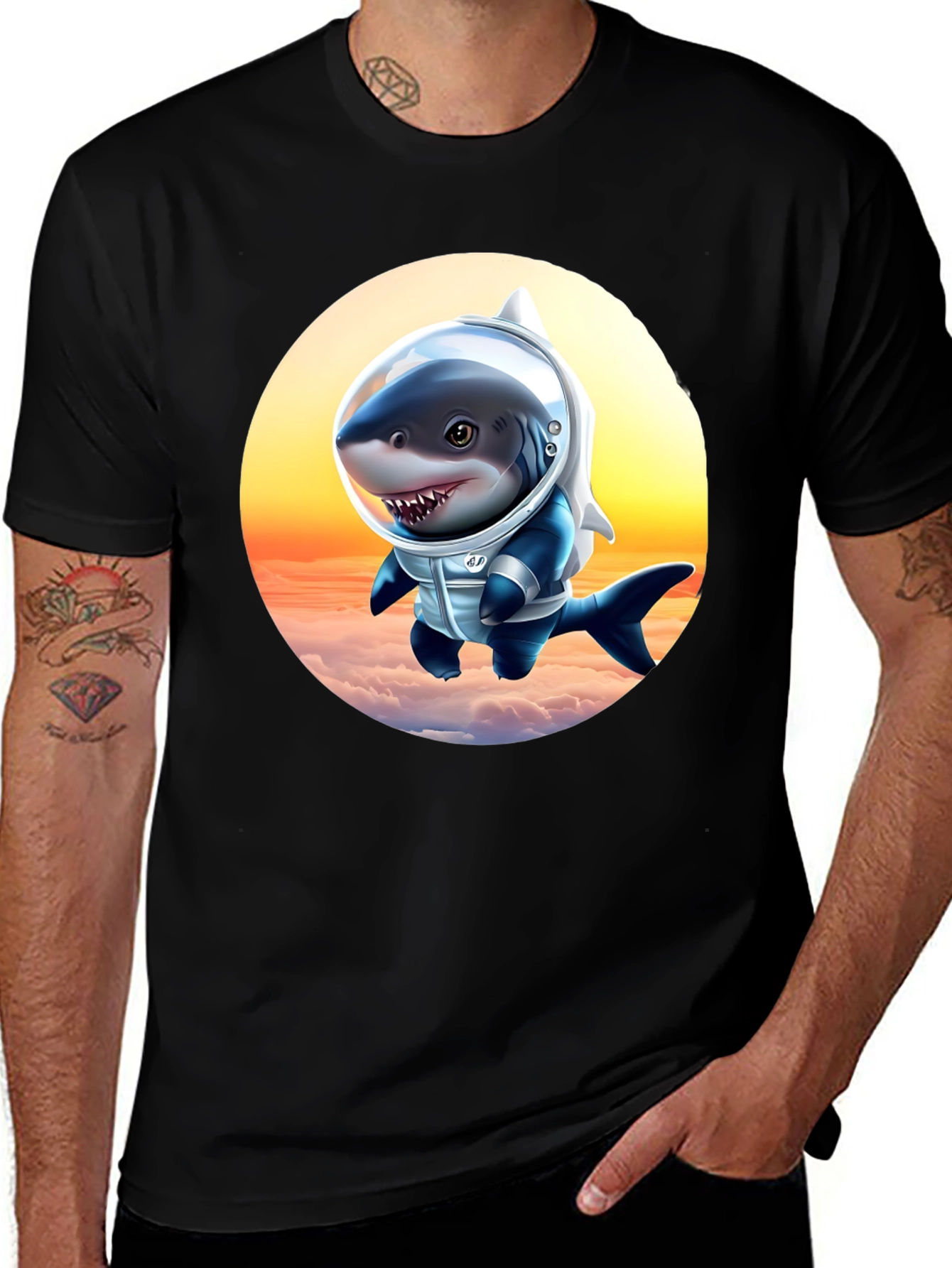 Shark Astronaut Graphic Tee - Space Adventure