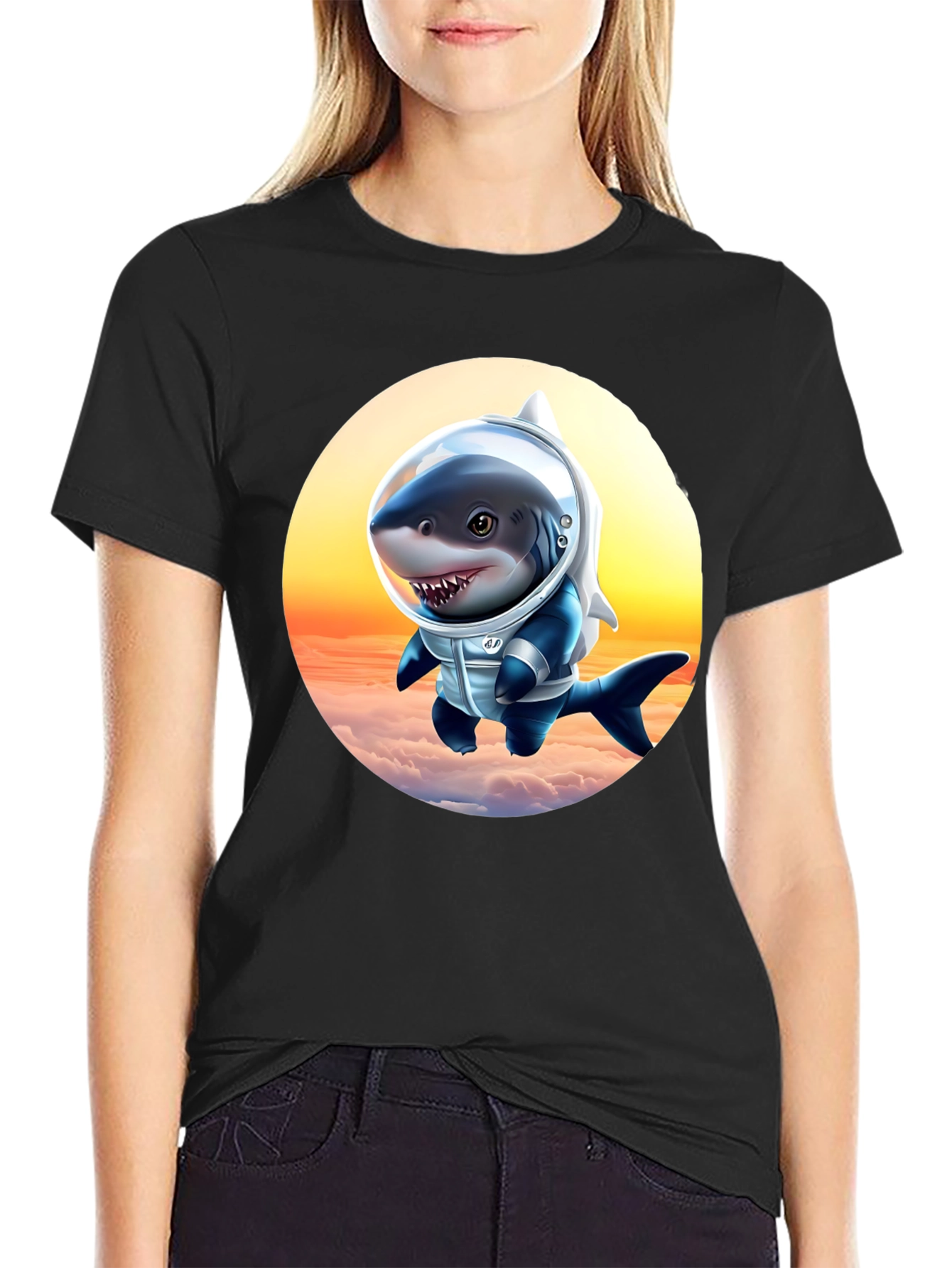 Shark Astronaut Graphic Tee - Space Adventure