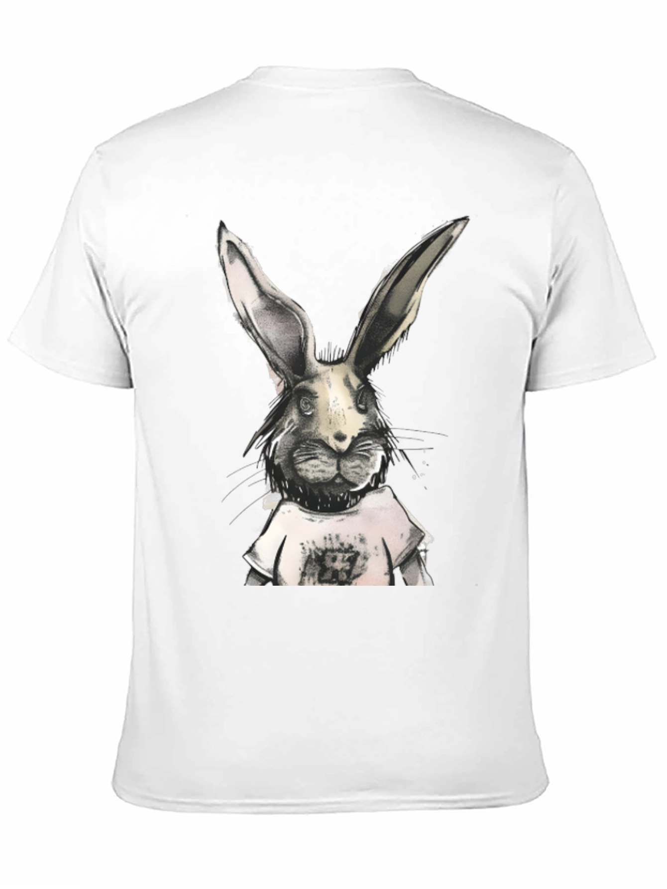 Rabbit Graphic Print Black T-Shirt