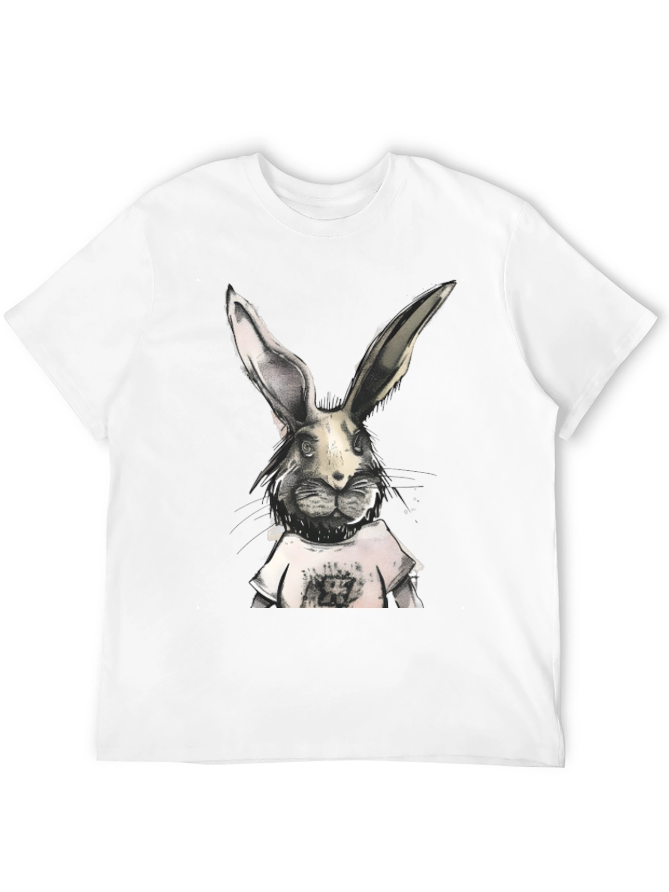 Rabbit Graphic Print Black T-Shirt