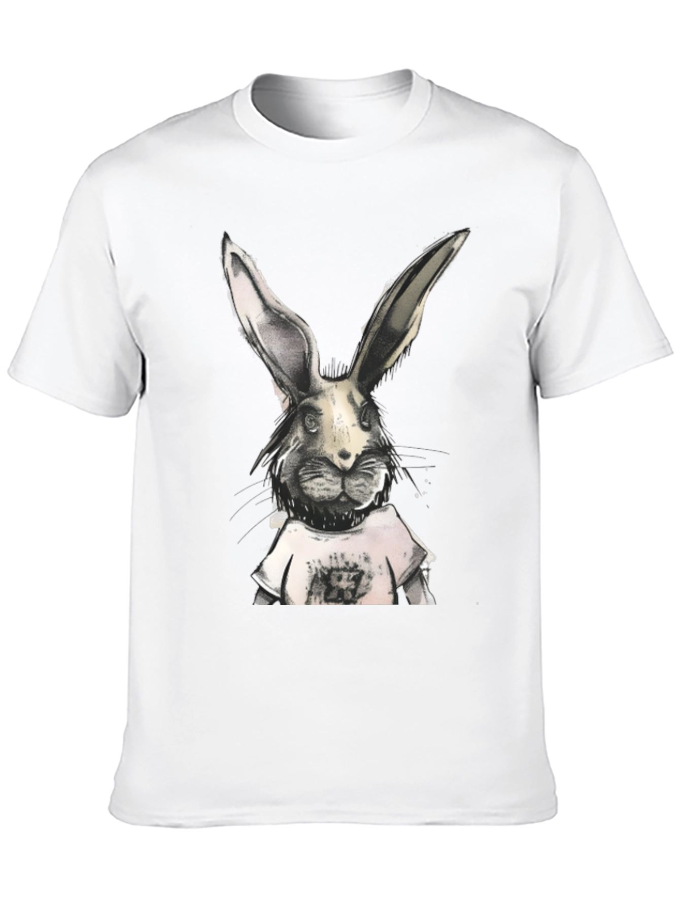 Rabbit Graphic Print Black T-Shirt