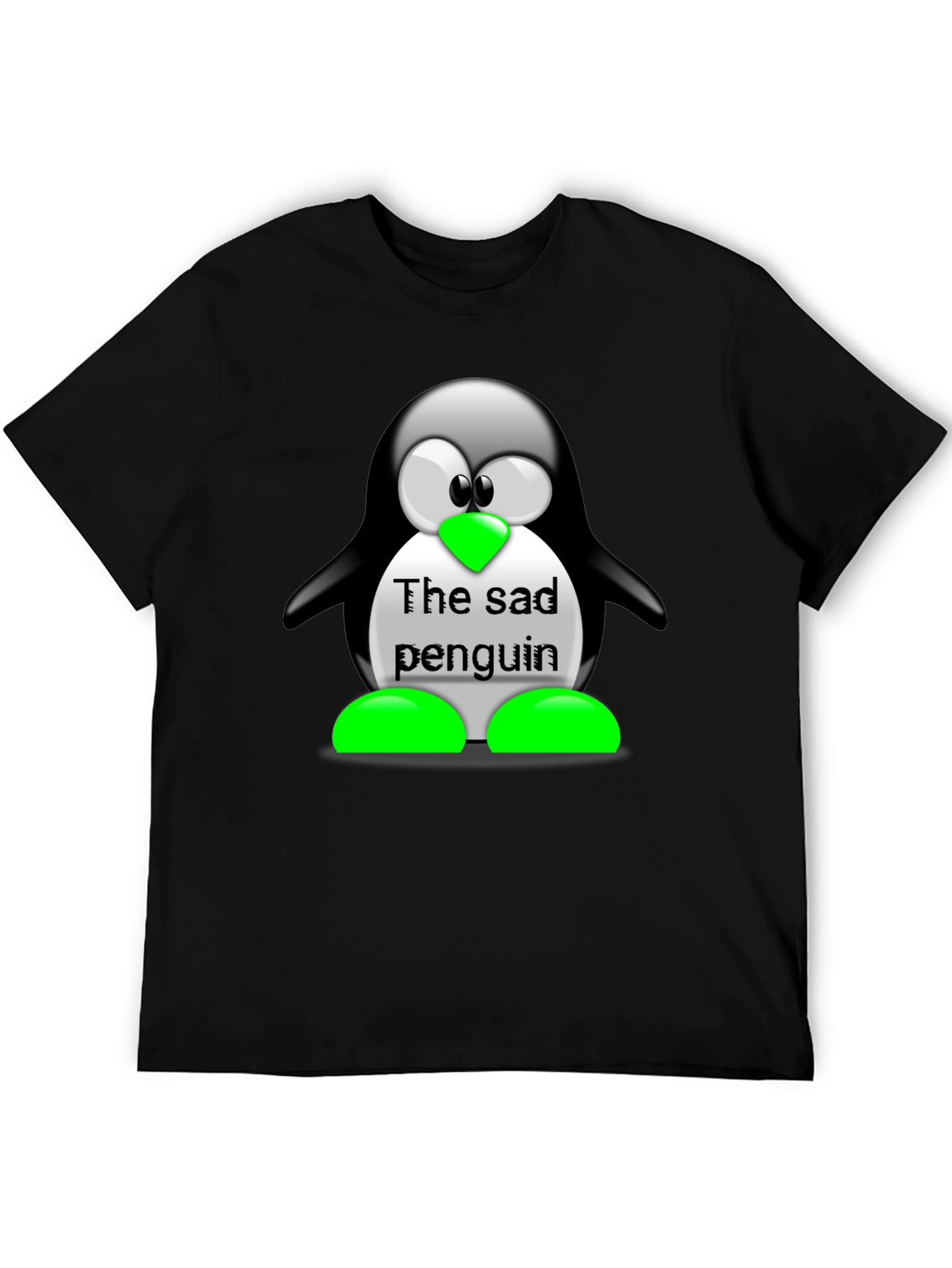 Sad Penguin Graphic Tee - Unisex Black T-Shirt