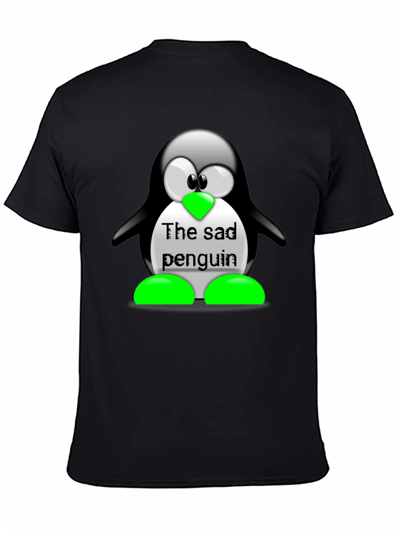 Sad Penguin Graphic Tee - Unisex Black T-Shirt