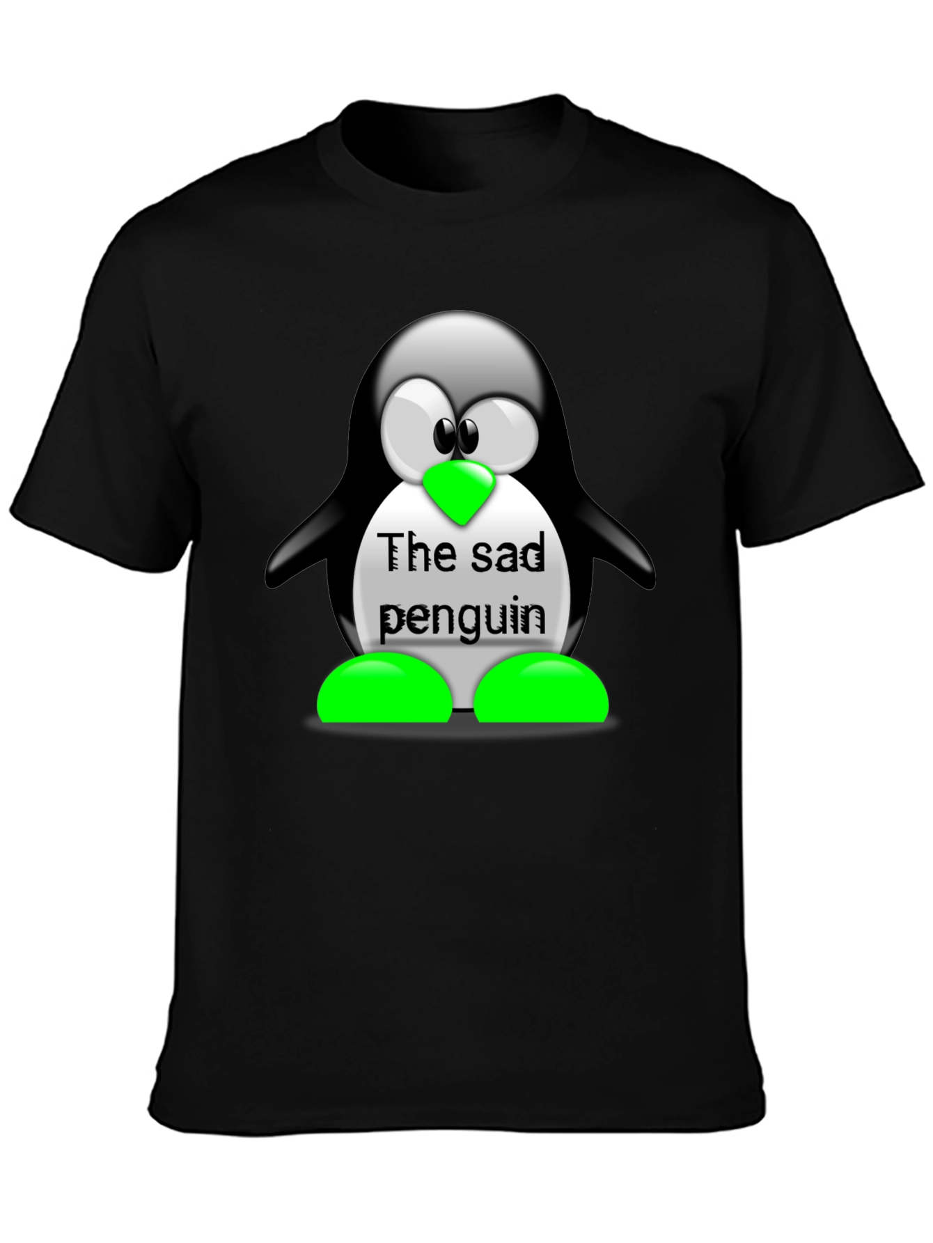 Sad Penguin Graphic Tee - Unisex Black T-Shirt