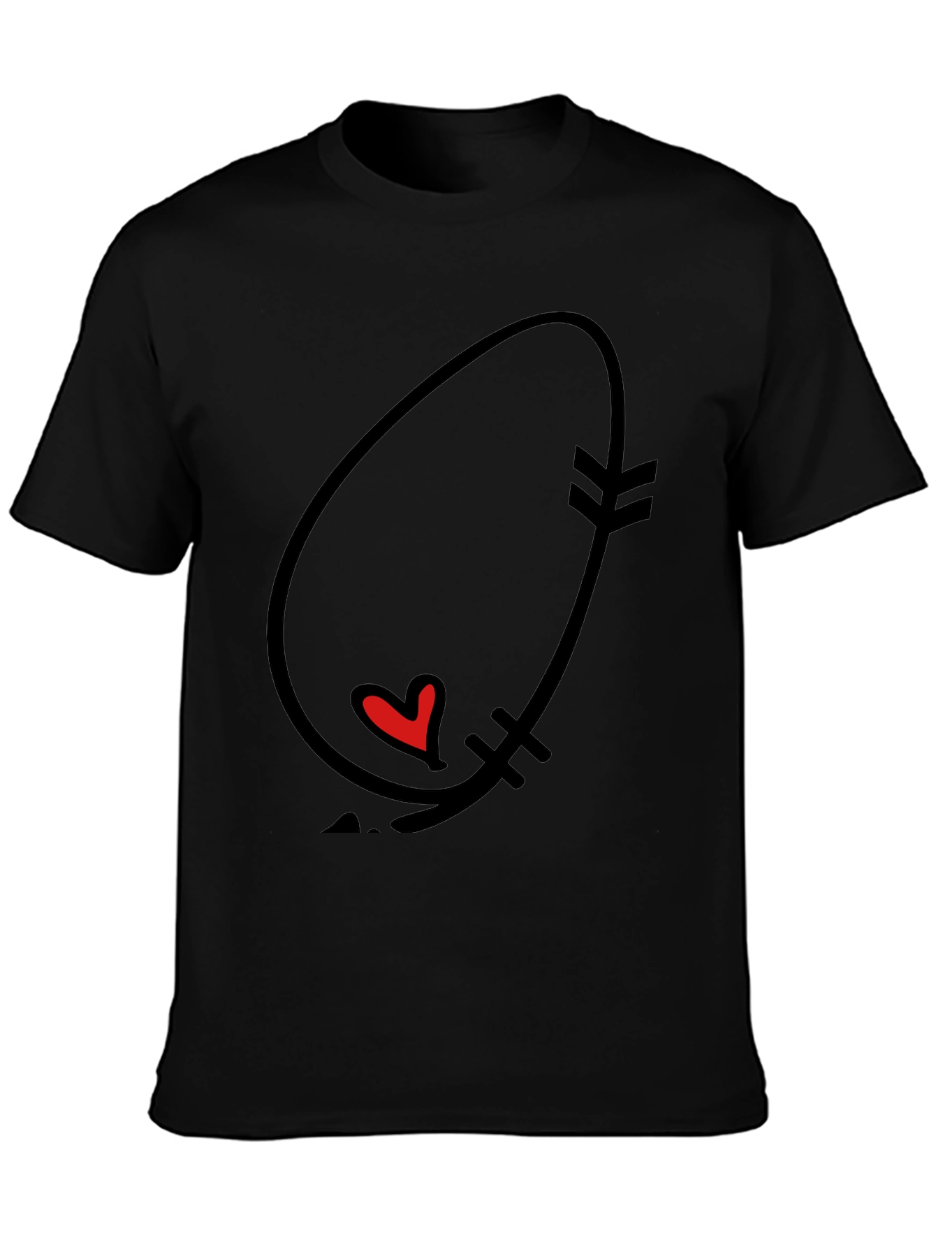 Heart Arrow Graphic Tee - Black Cotton Casual T-Shirt