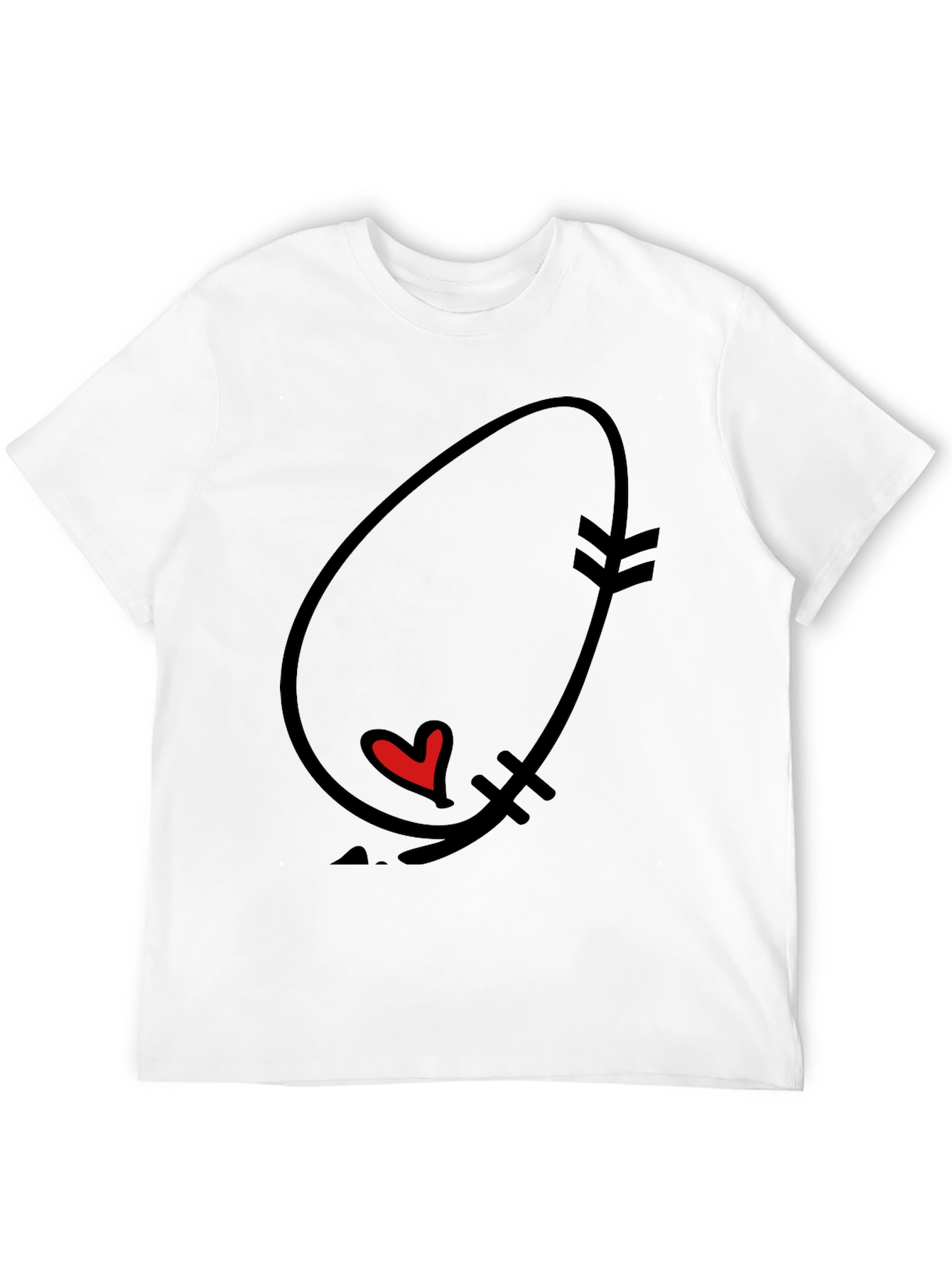 Heart Arrow Graphic Tee - Black Cotton Casual T-Shirt