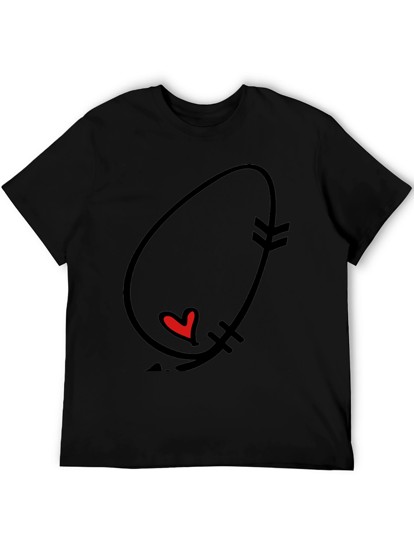 Heart Arrow Graphic Tee - Black Cotton Casual T-Shirt