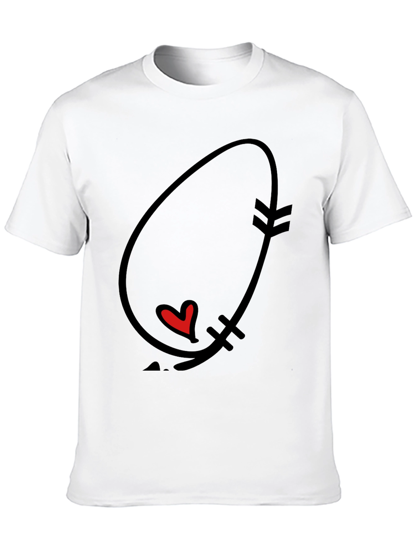 Heart Arrow Graphic Tee - Black Cotton Casual T-Shirt