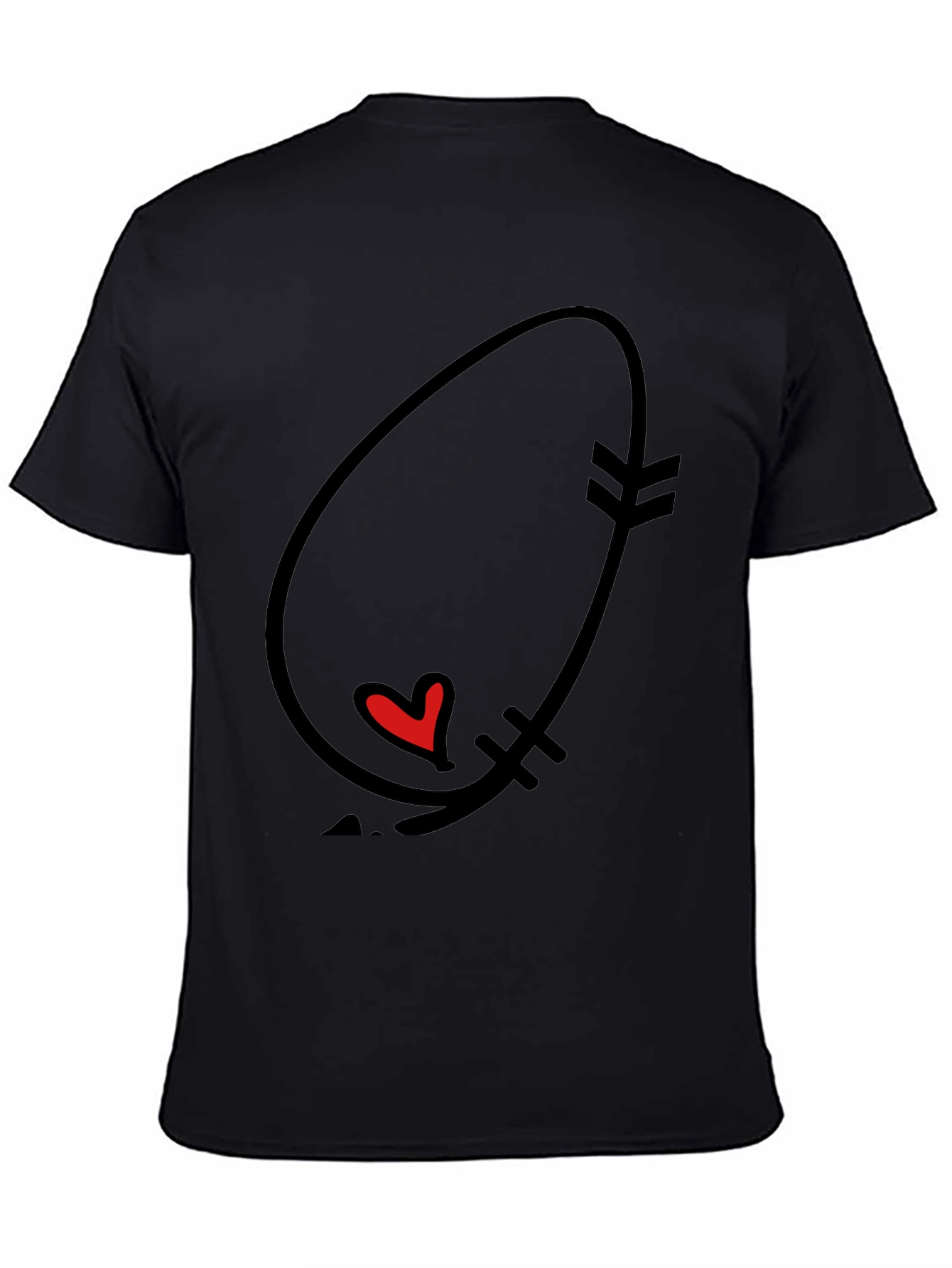 Heart Arrow Graphic Tee - Black Cotton Casual T-Shirt