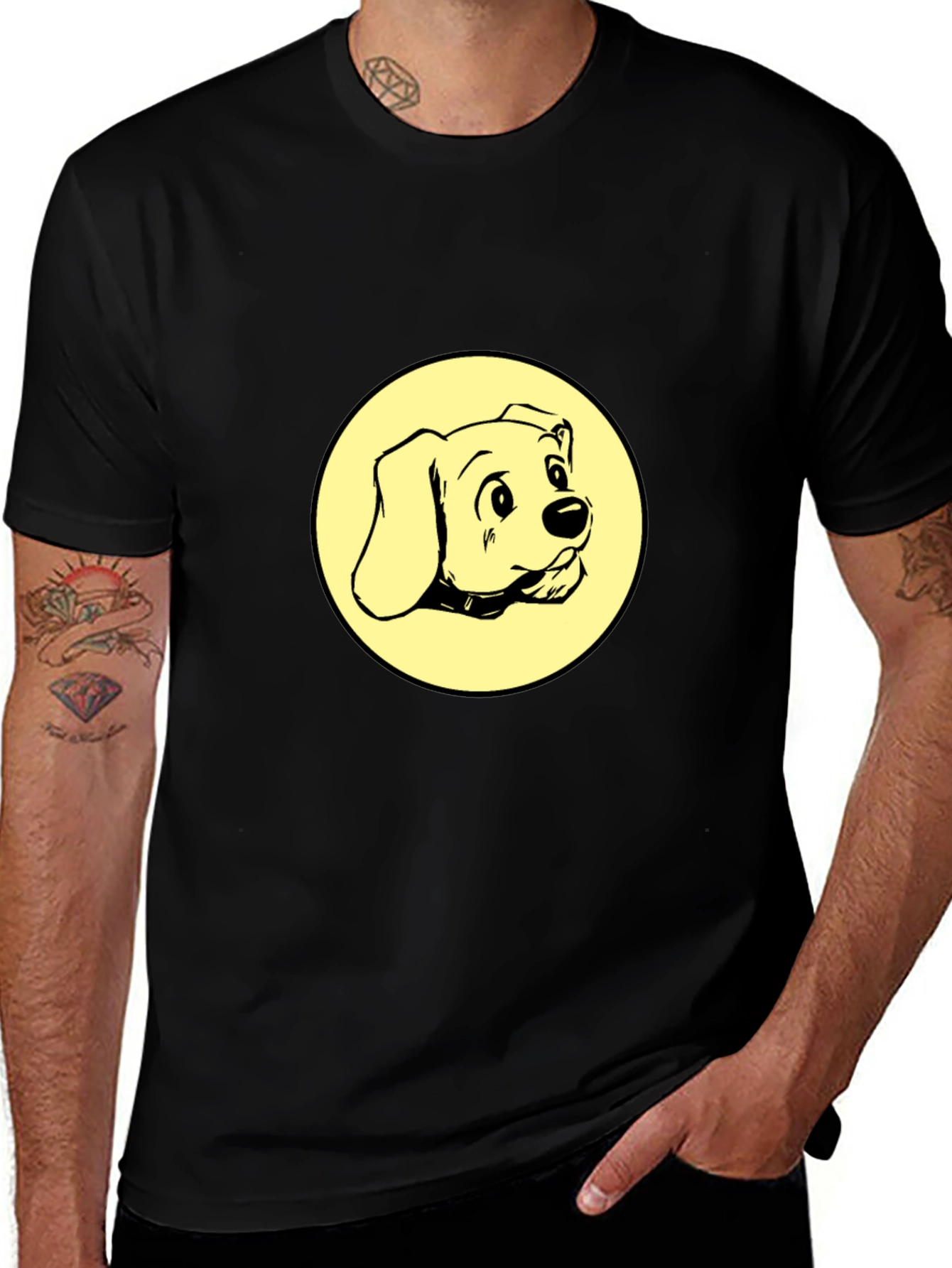 Dog Graphic Tee - Black Cotton Comfort