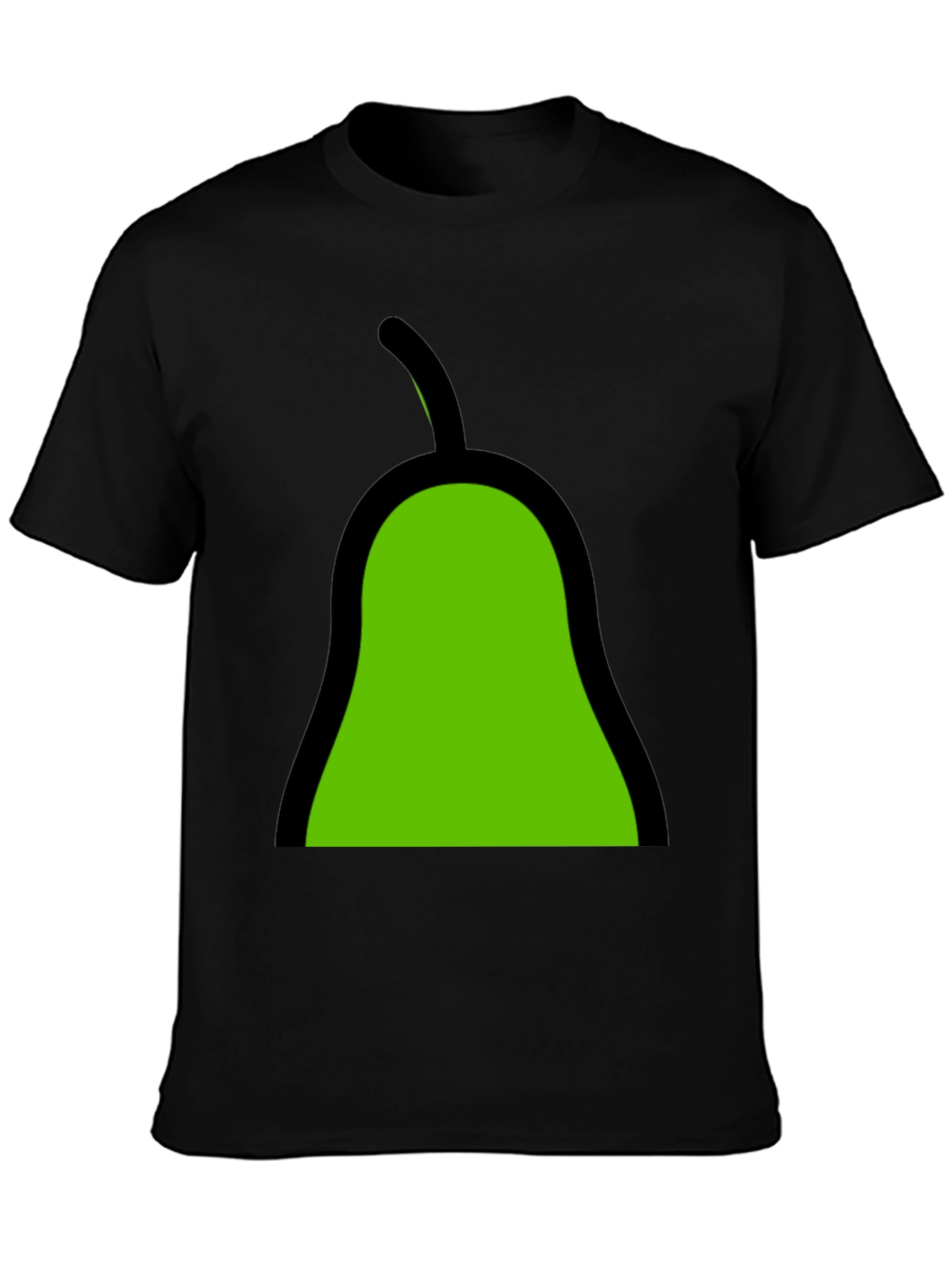Green Pear Graphic Black Tee - Unique Fruit Design