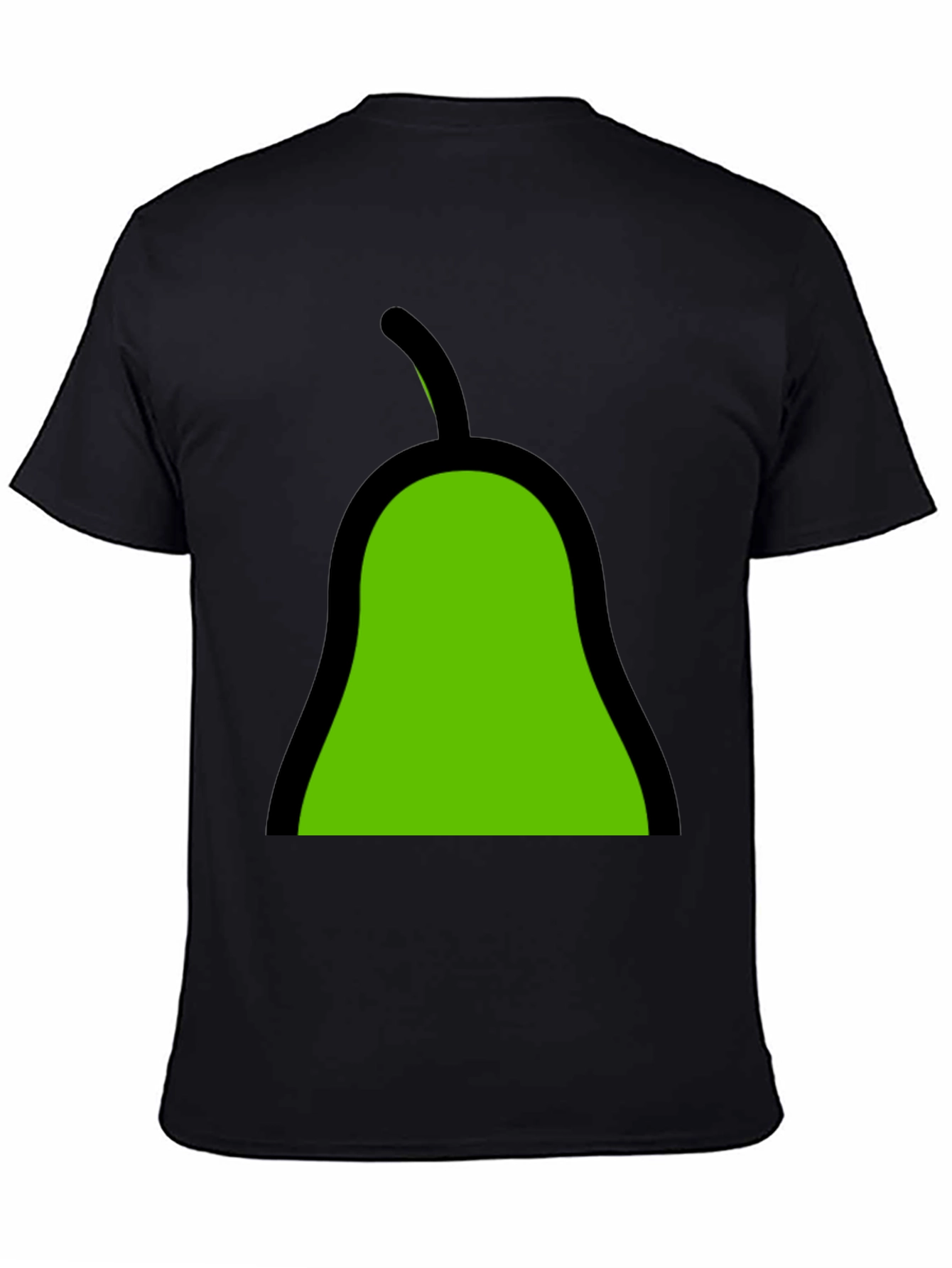 Green Pear Graphic Black Tee - Unique Fruit Design