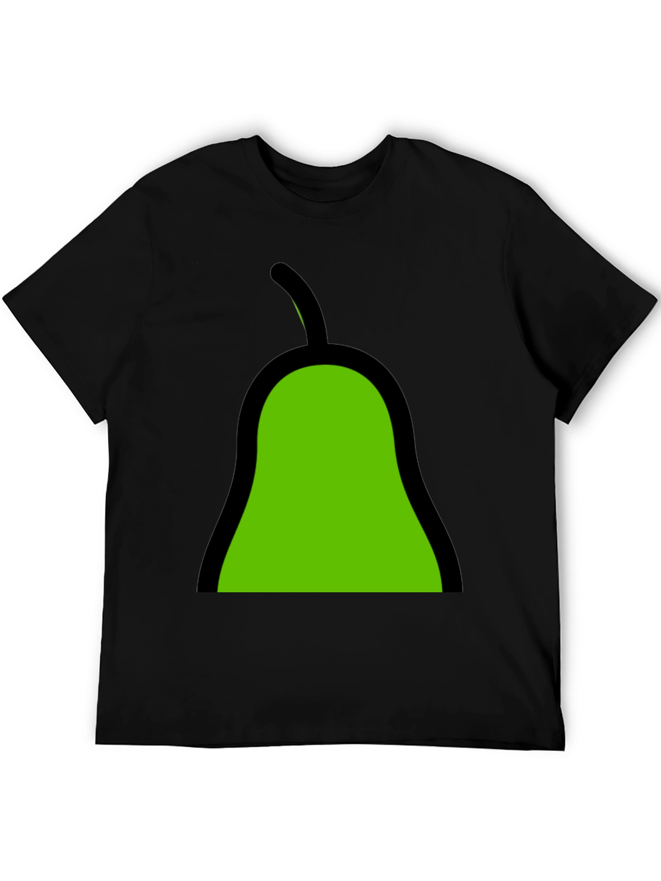 Green Pear Graphic Black Tee - Unique Fruit Design