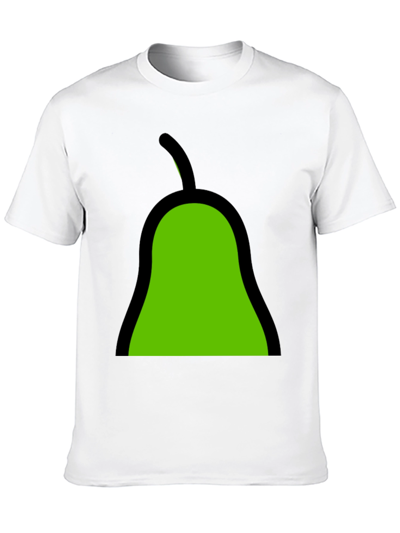 Green Pear Graphic Black Tee - Unique Fruit Design