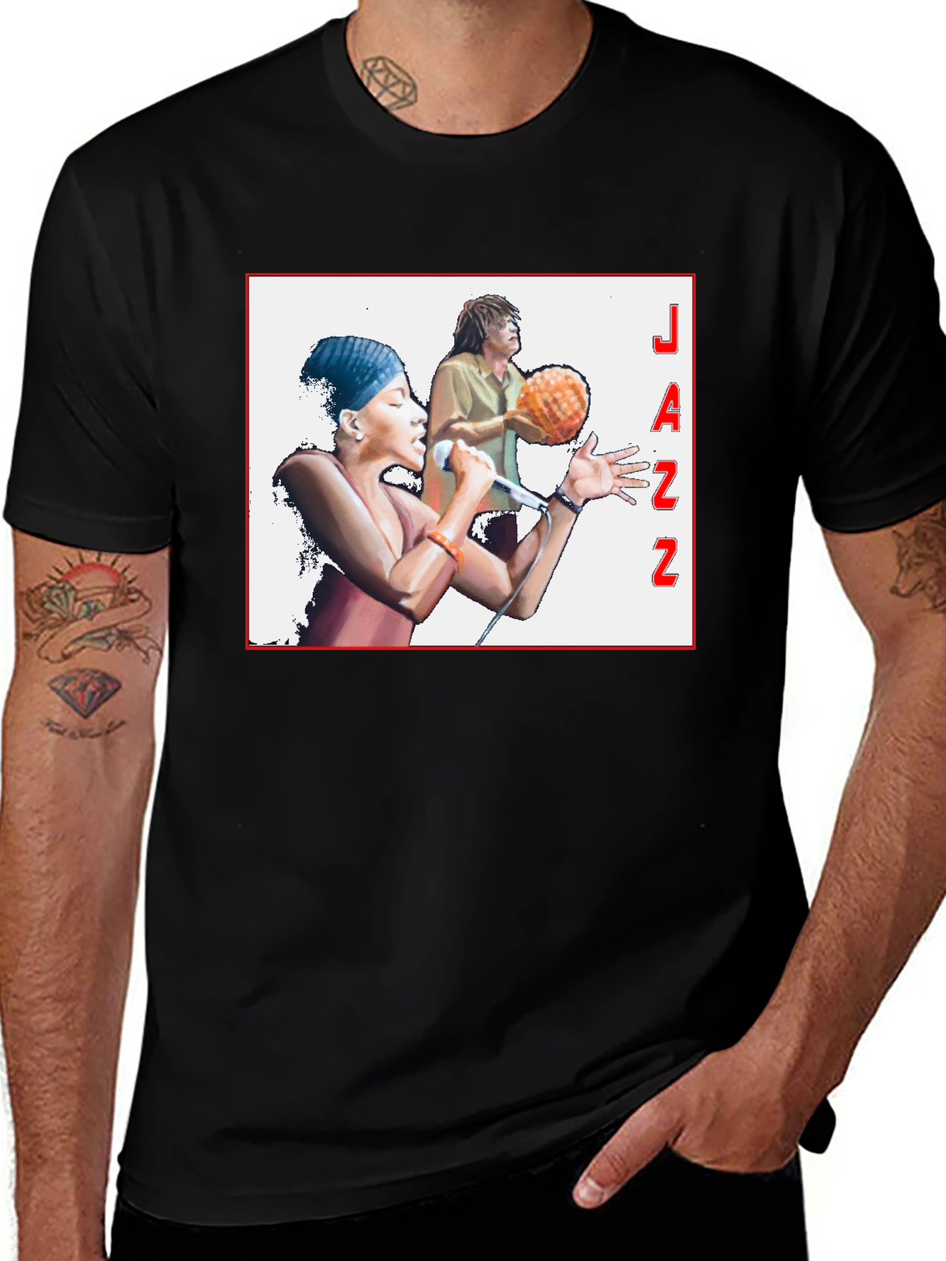 Jazz Music Graphic T-Shirt Black Tee