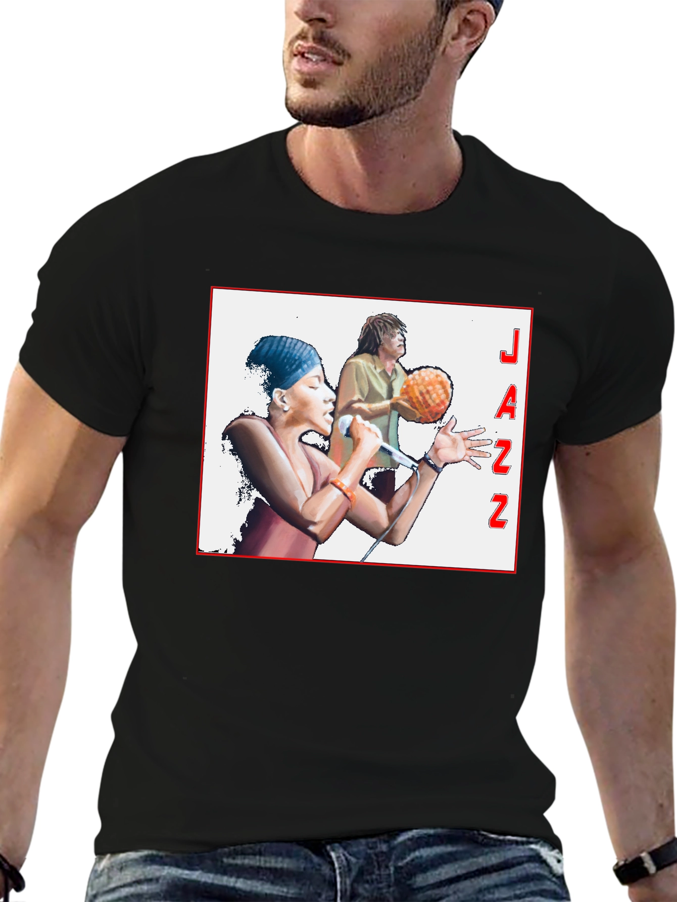 Jazz Music Graphic T-Shirt Black Tee