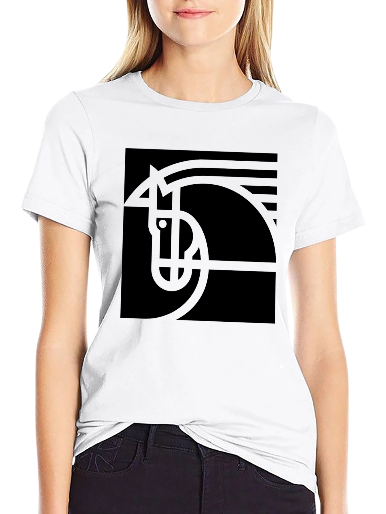 Abstract Horse Graphic Black T-Shirt