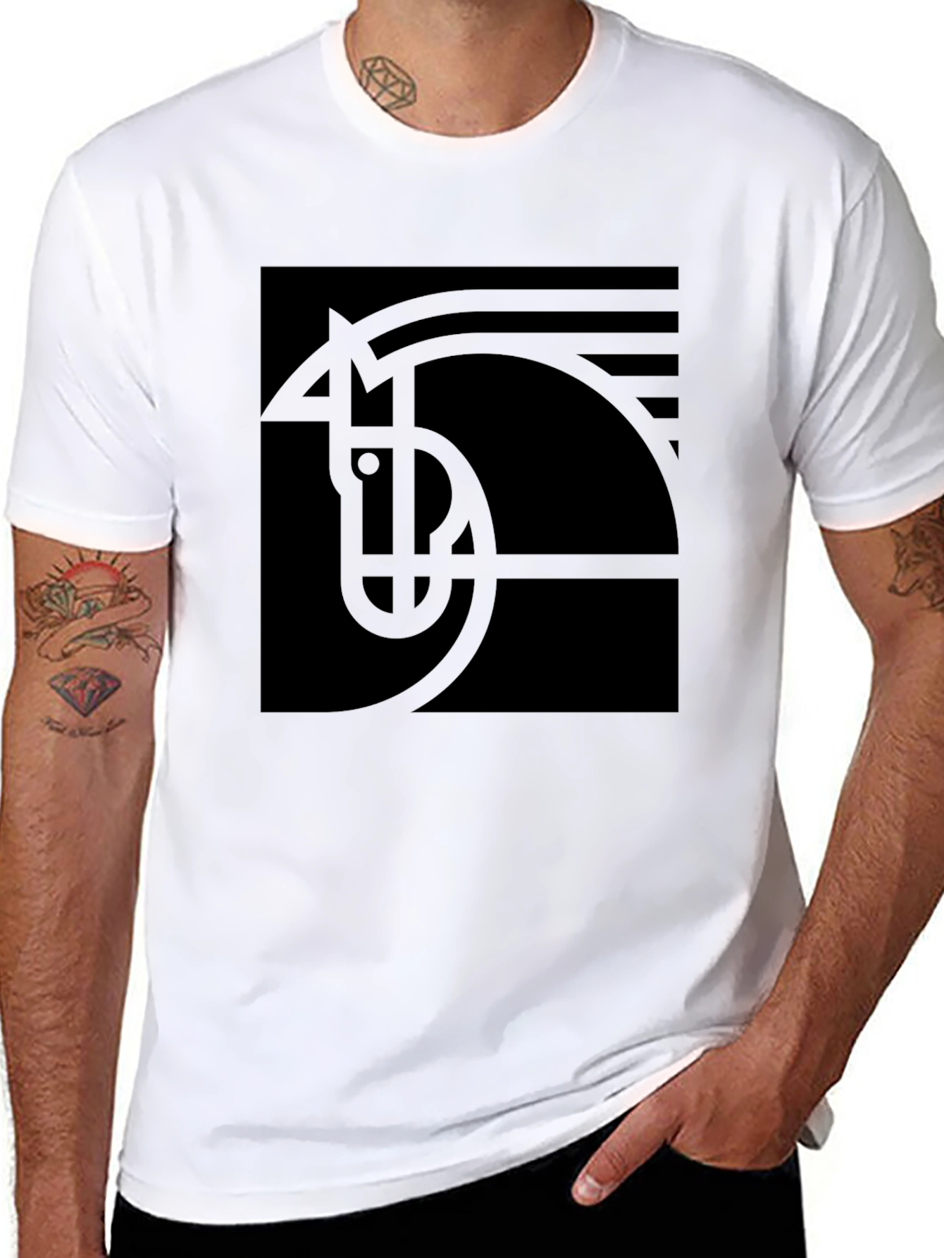 Abstract Horse Graphic Black T-Shirt