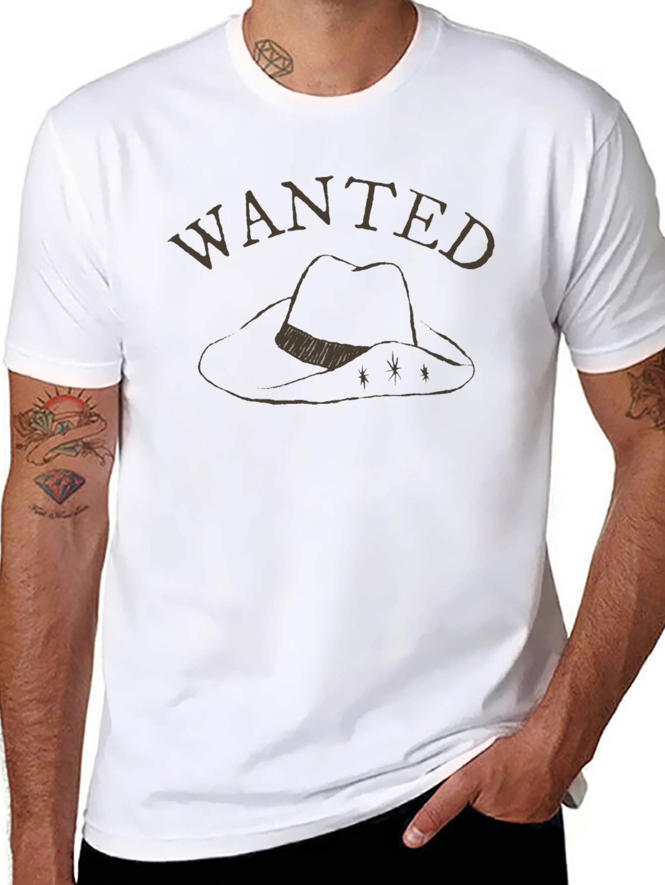 Wanted Cowboy Hat Graphic Tee - Black