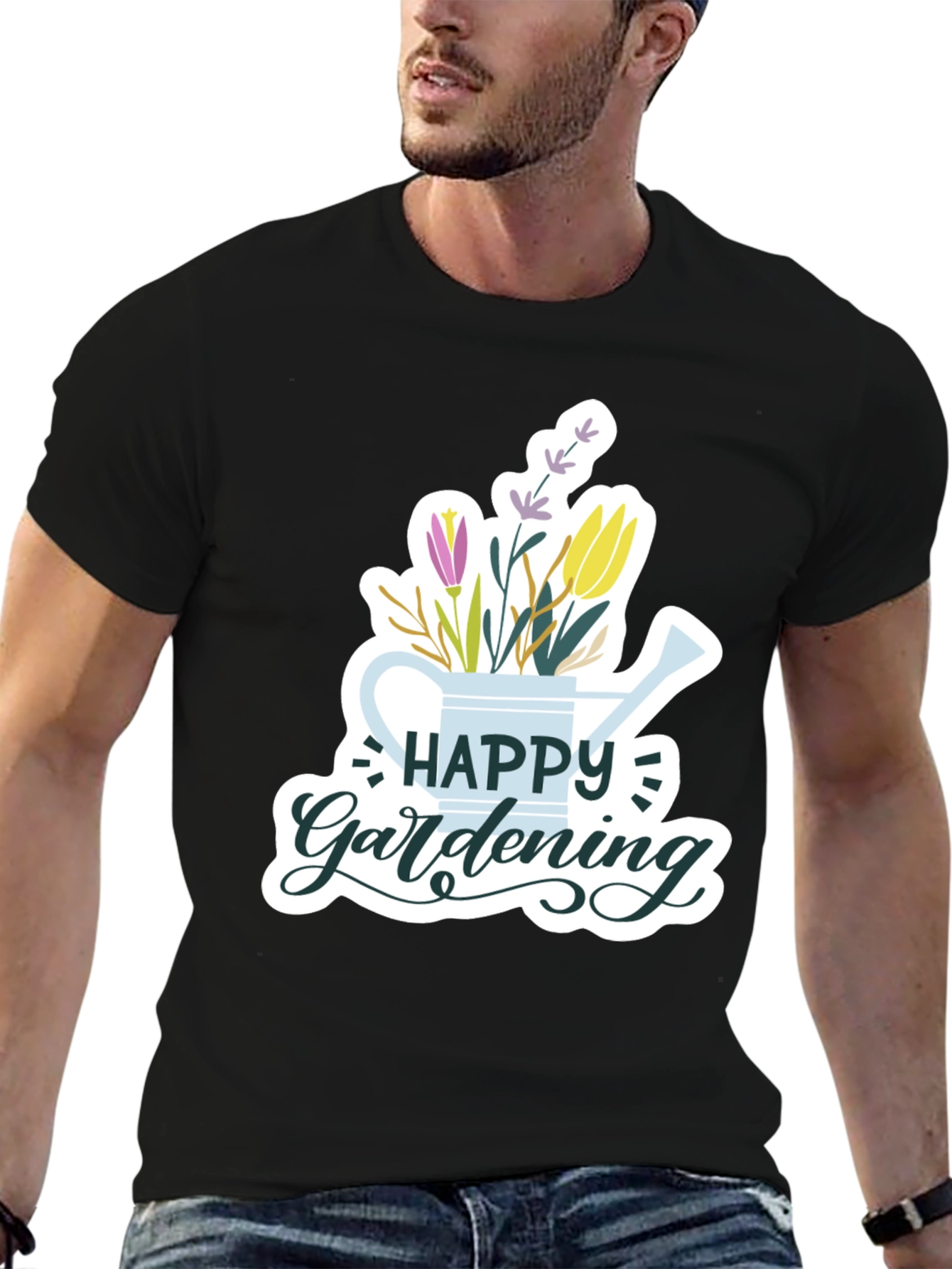 Happy Gardening Black T-Shirt