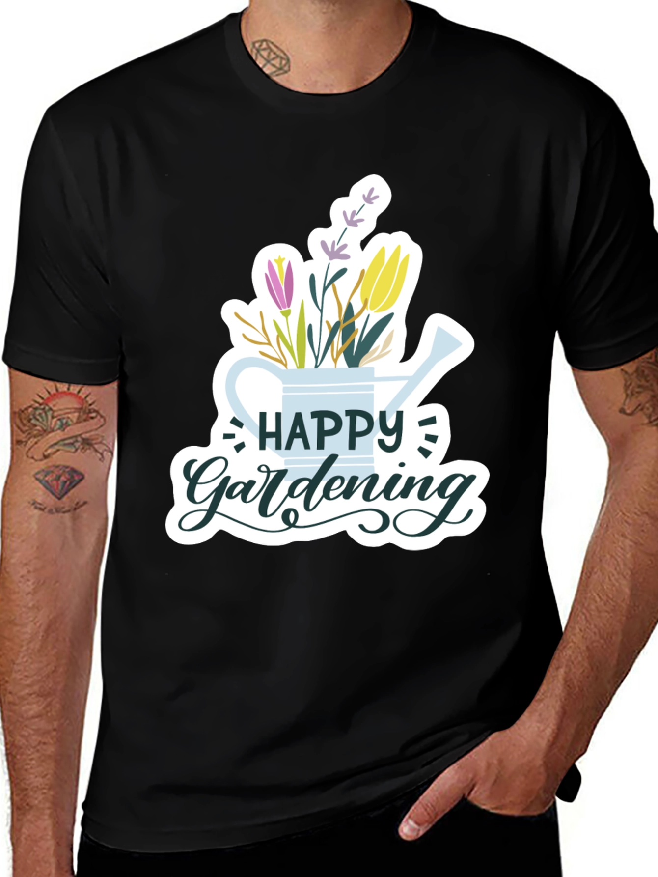 Happy Gardening Black T-Shirt