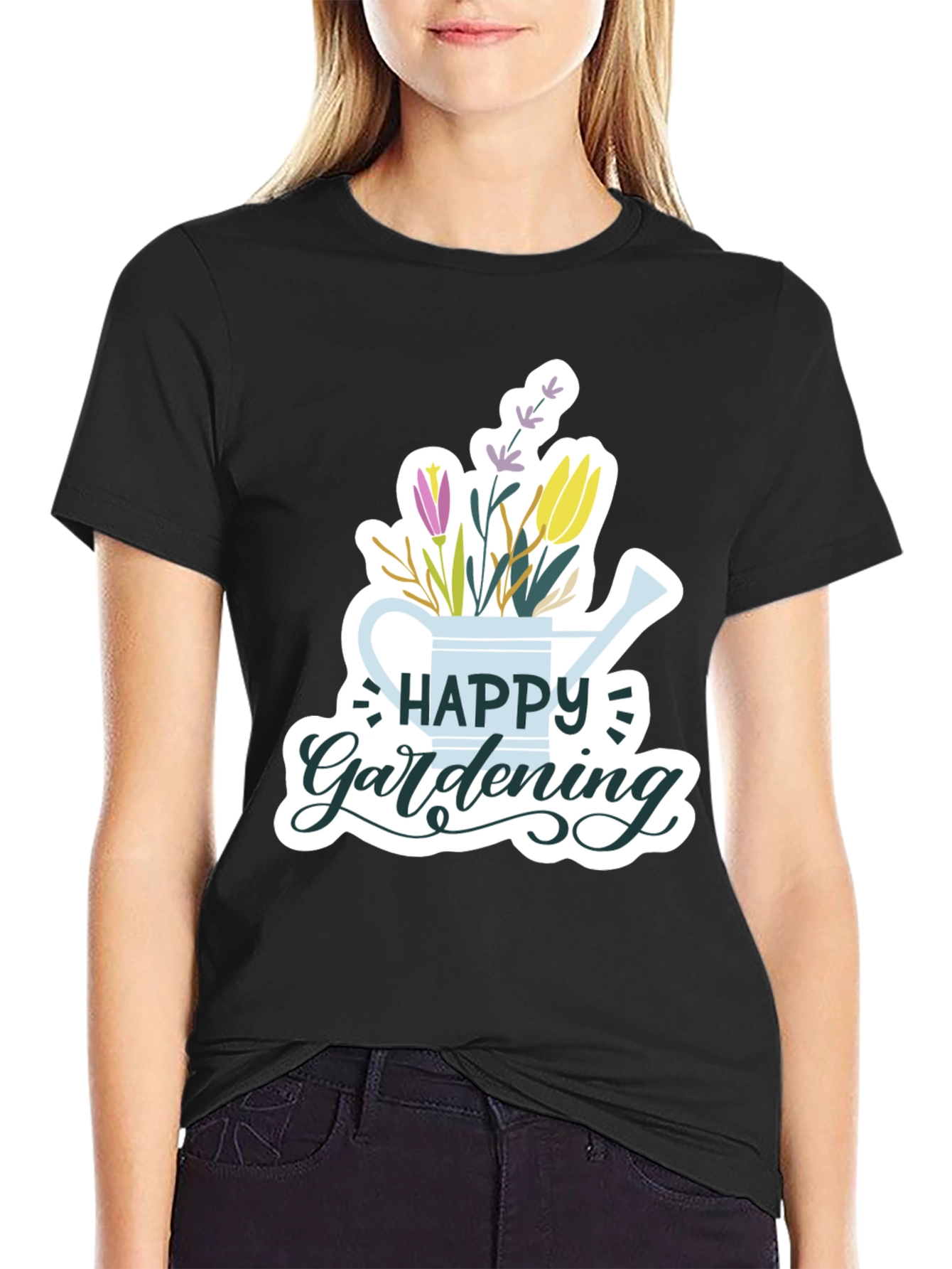 Happy Gardening Black T-Shirt