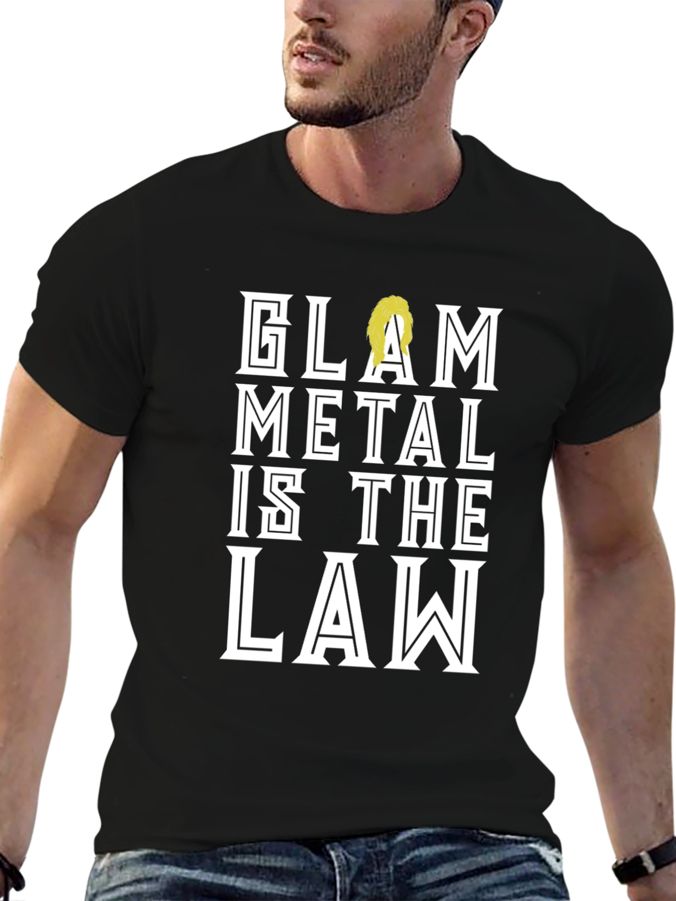 Glam Metal is the Law Black Graphic Tee Shirt