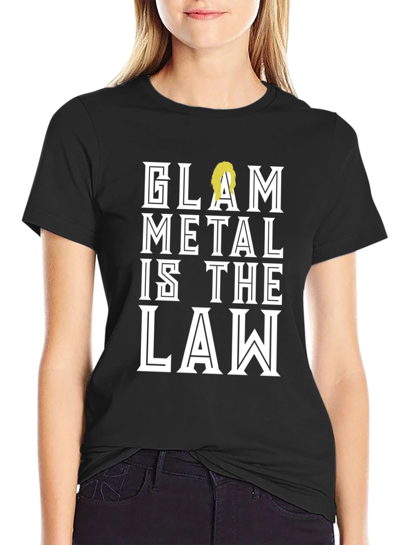 Glam Metal is the Law Black Graphic Tee Shirt