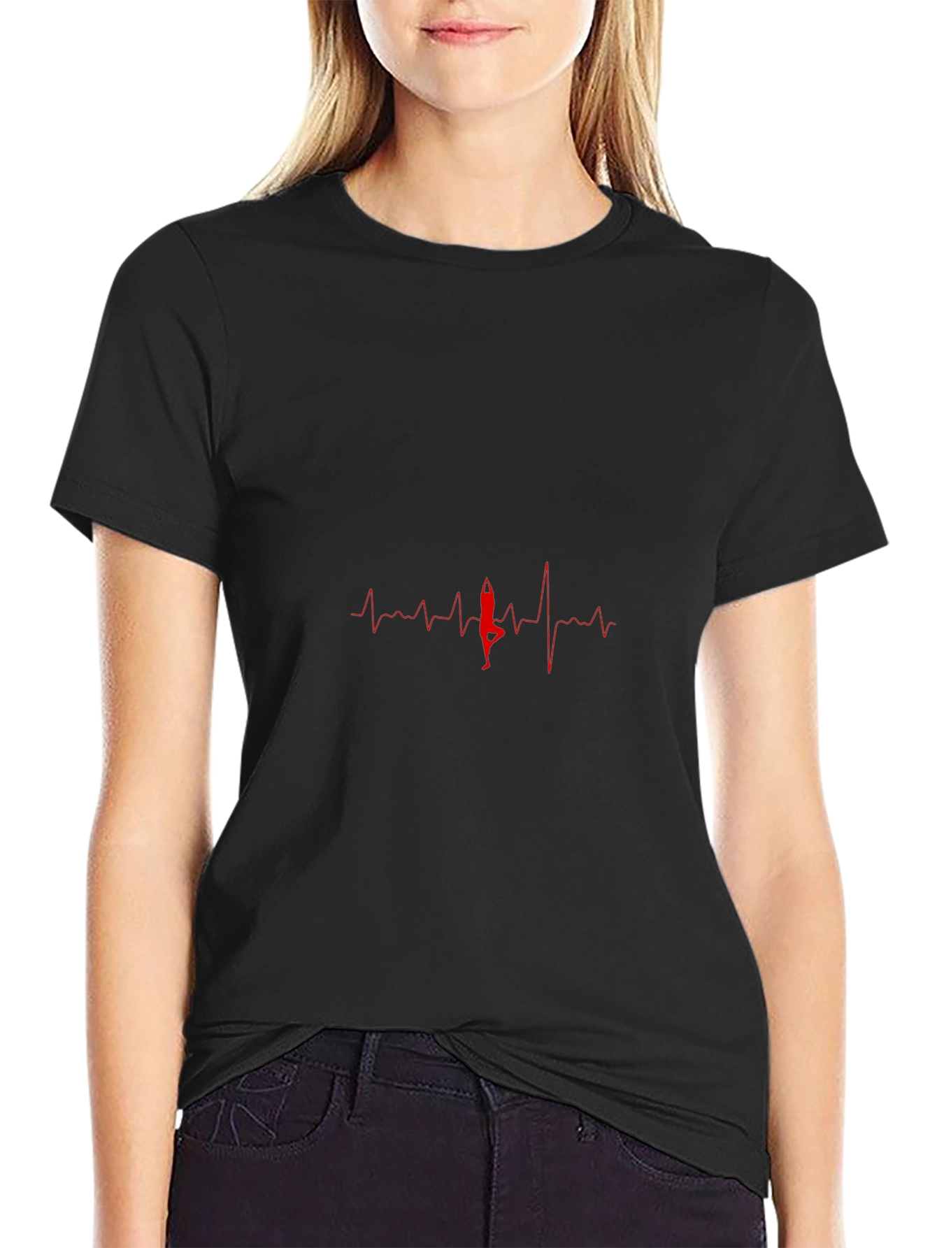 Yoga Heartbeat Graphic Tee - Black