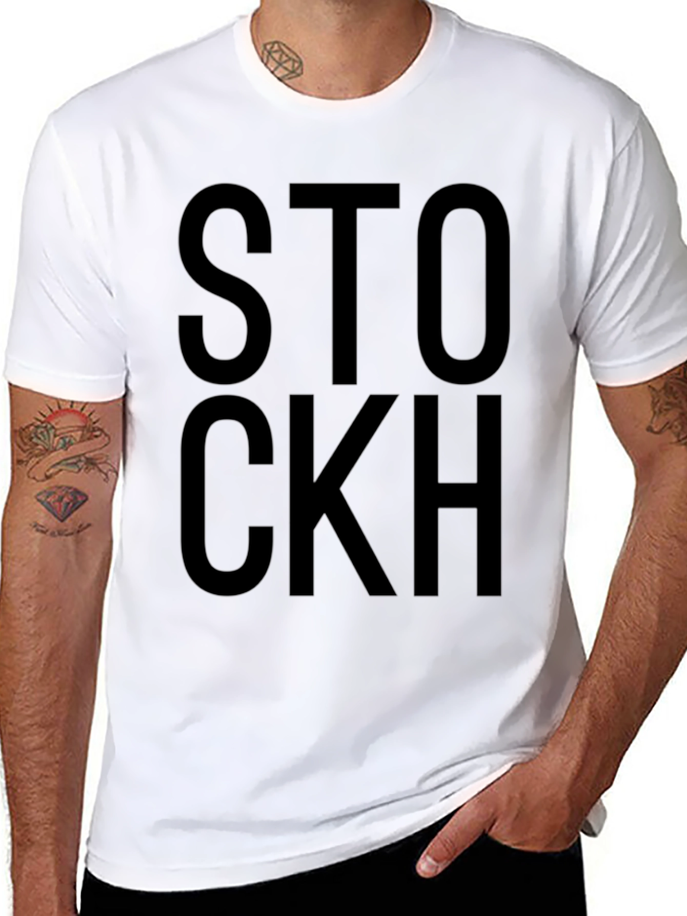 Black Graphic Tee - STOCKH Bold Text