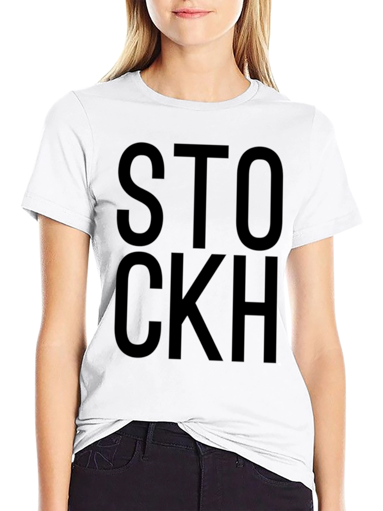 Black Graphic Tee - STOCKH Bold Text