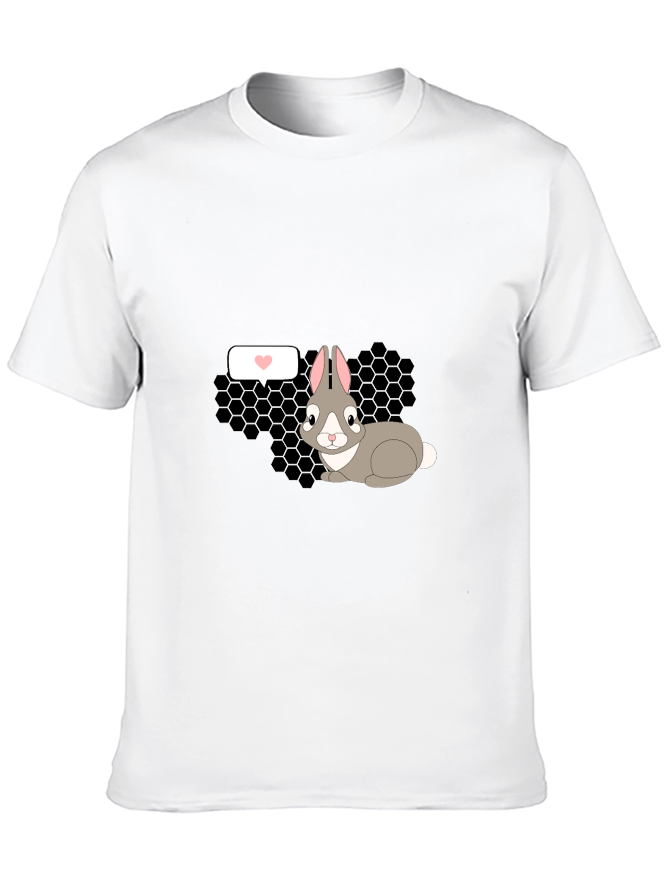 Cute Rabbit Graphic Tee - Black Casual T-Shirt