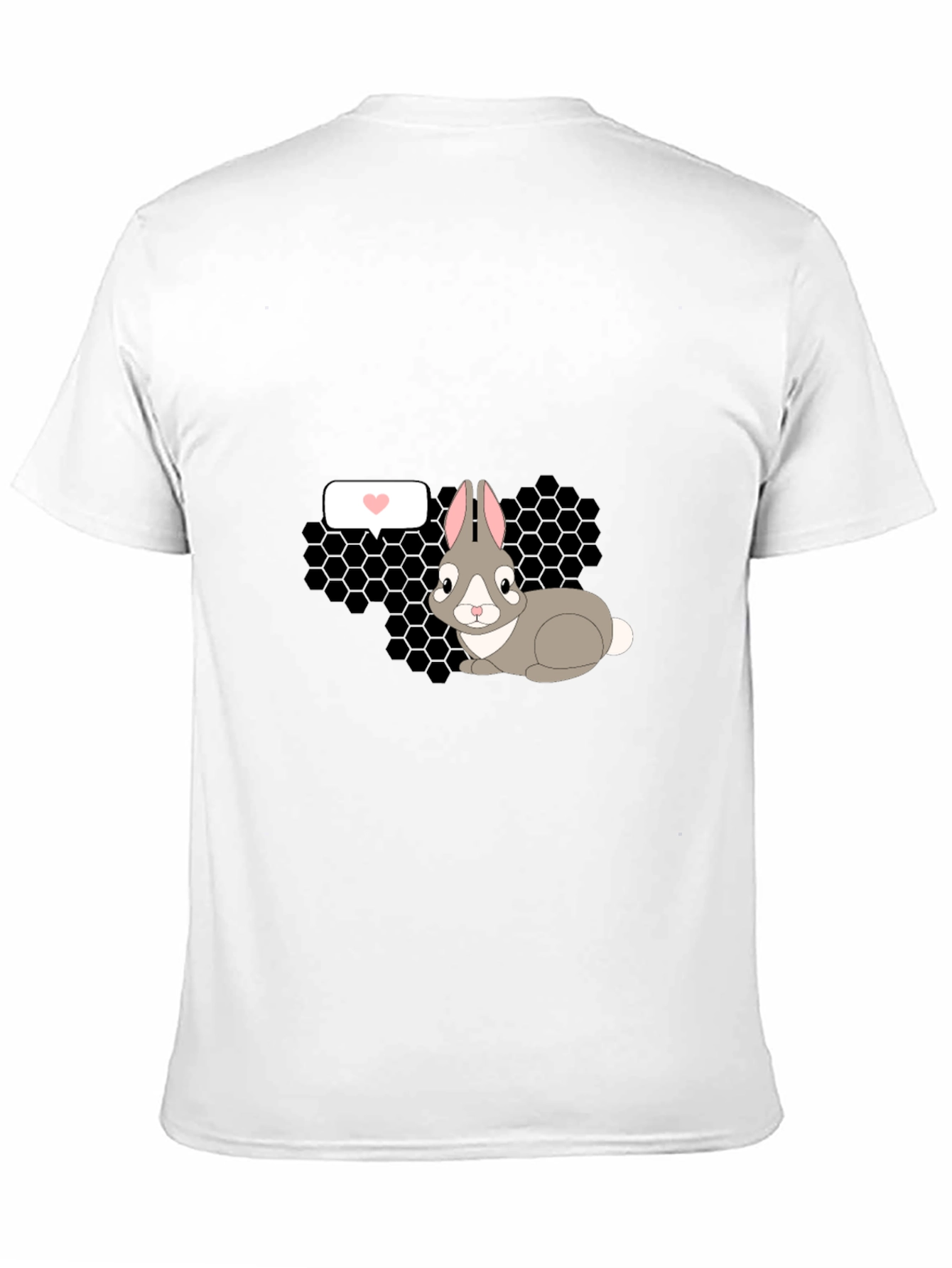 Cute Rabbit Graphic Tee - Black Casual T-Shirt